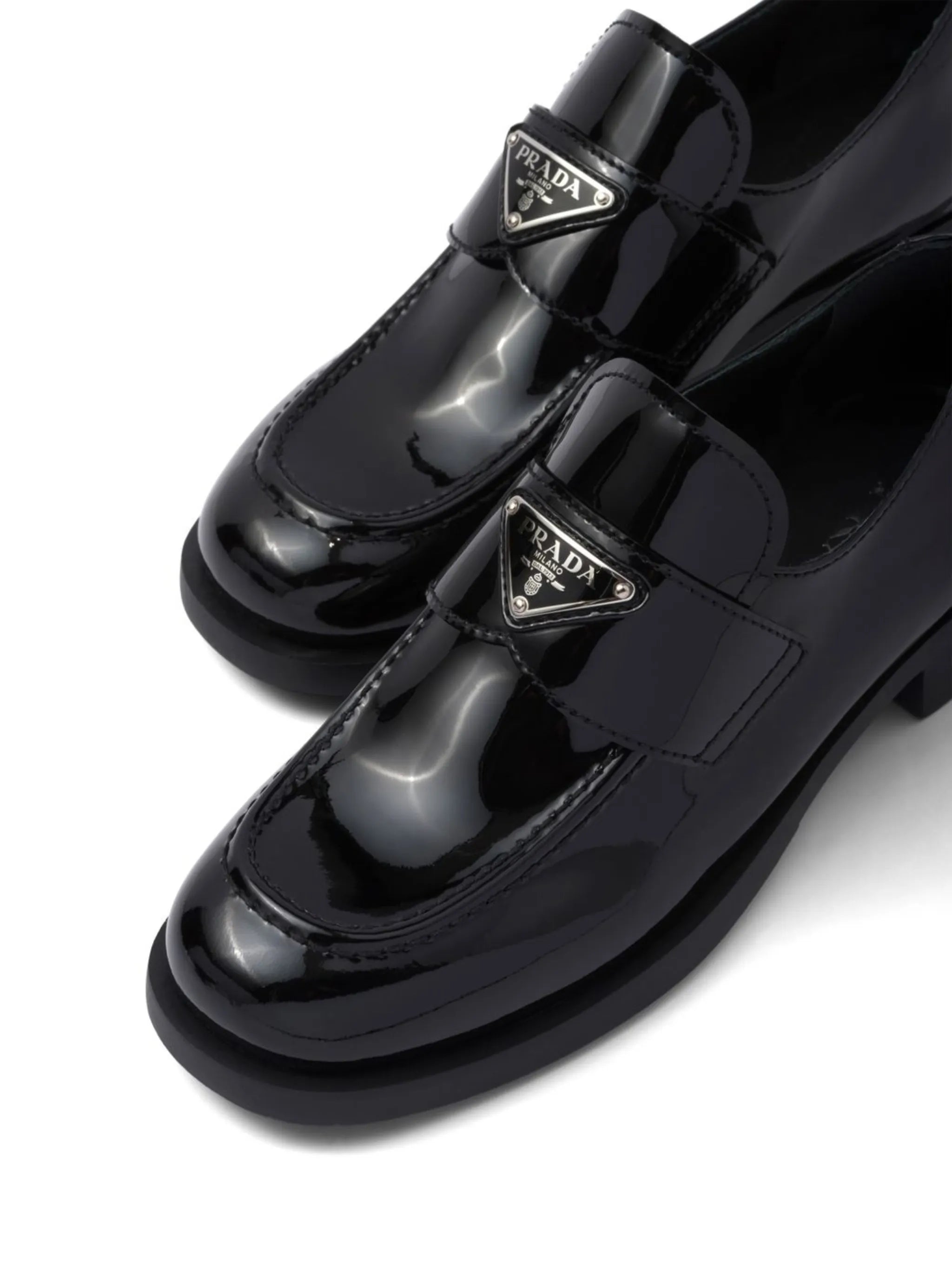 triangle-logo patent-leather loafers