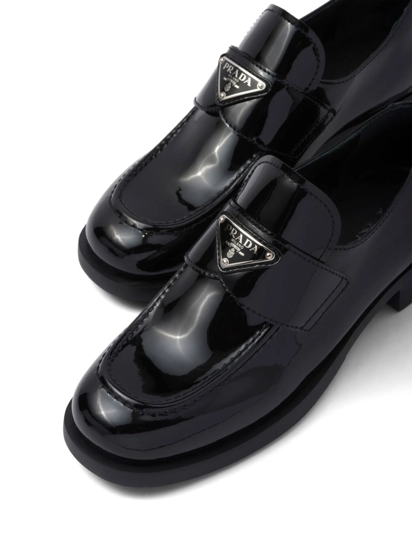 triangle-logo patent-leather loafers