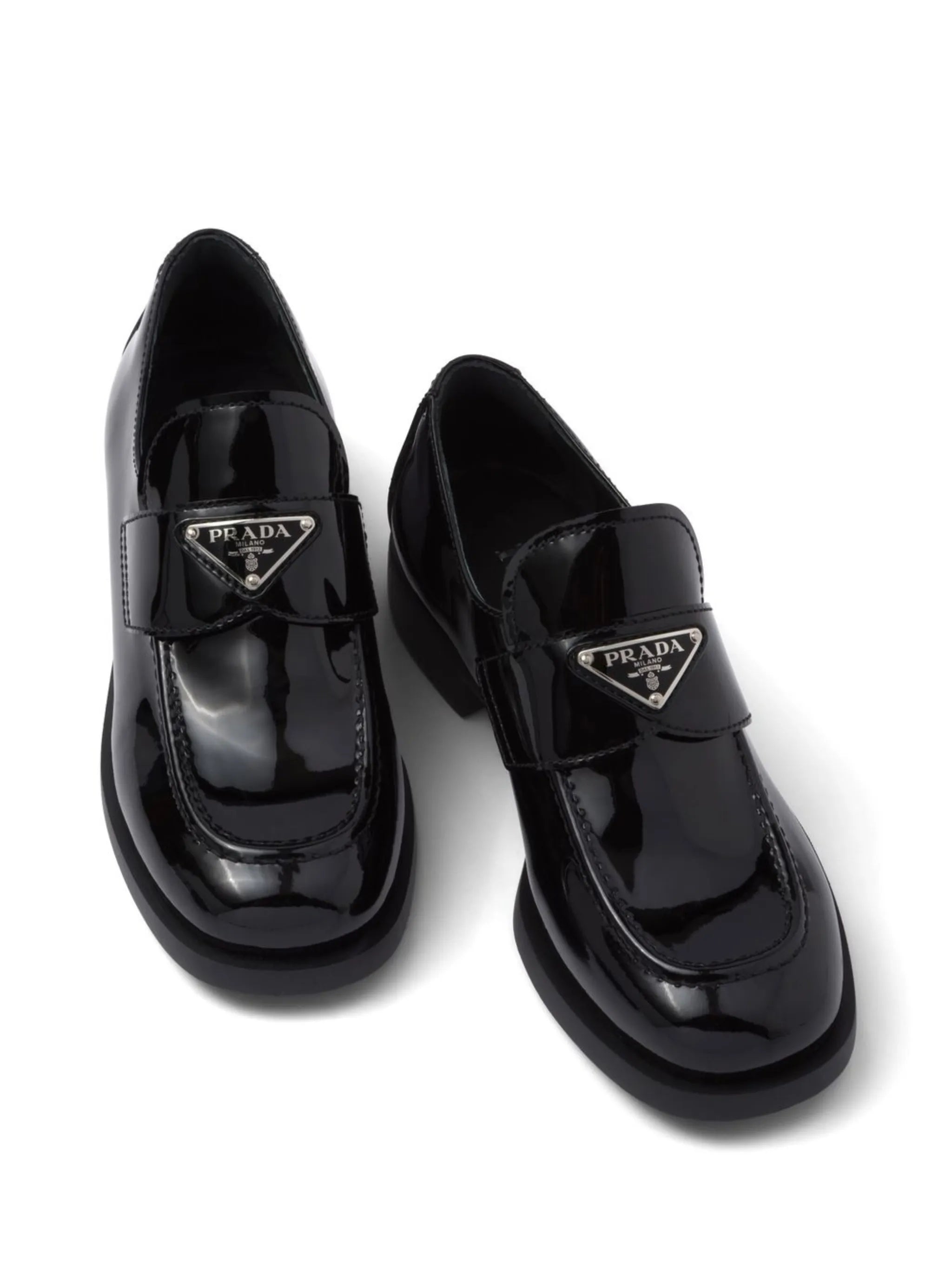 triangle-logo patent-leather loafers