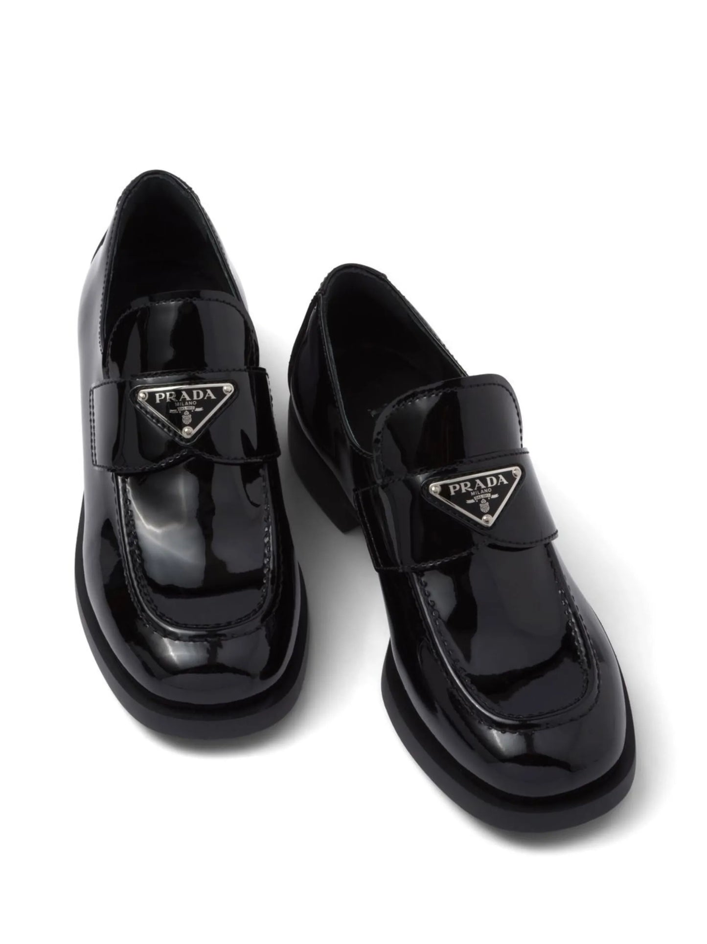 triangle-logo patent-leather loafers