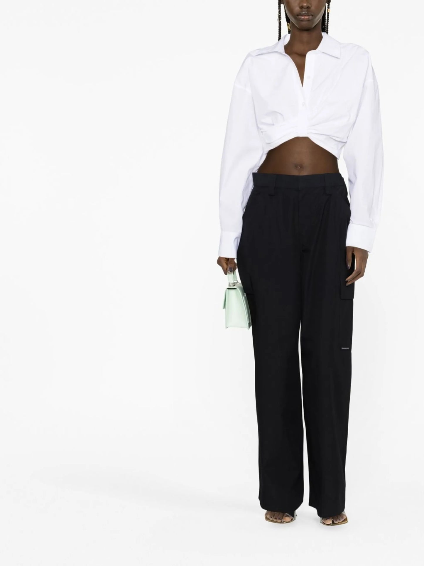 wide-leg cotton trousers