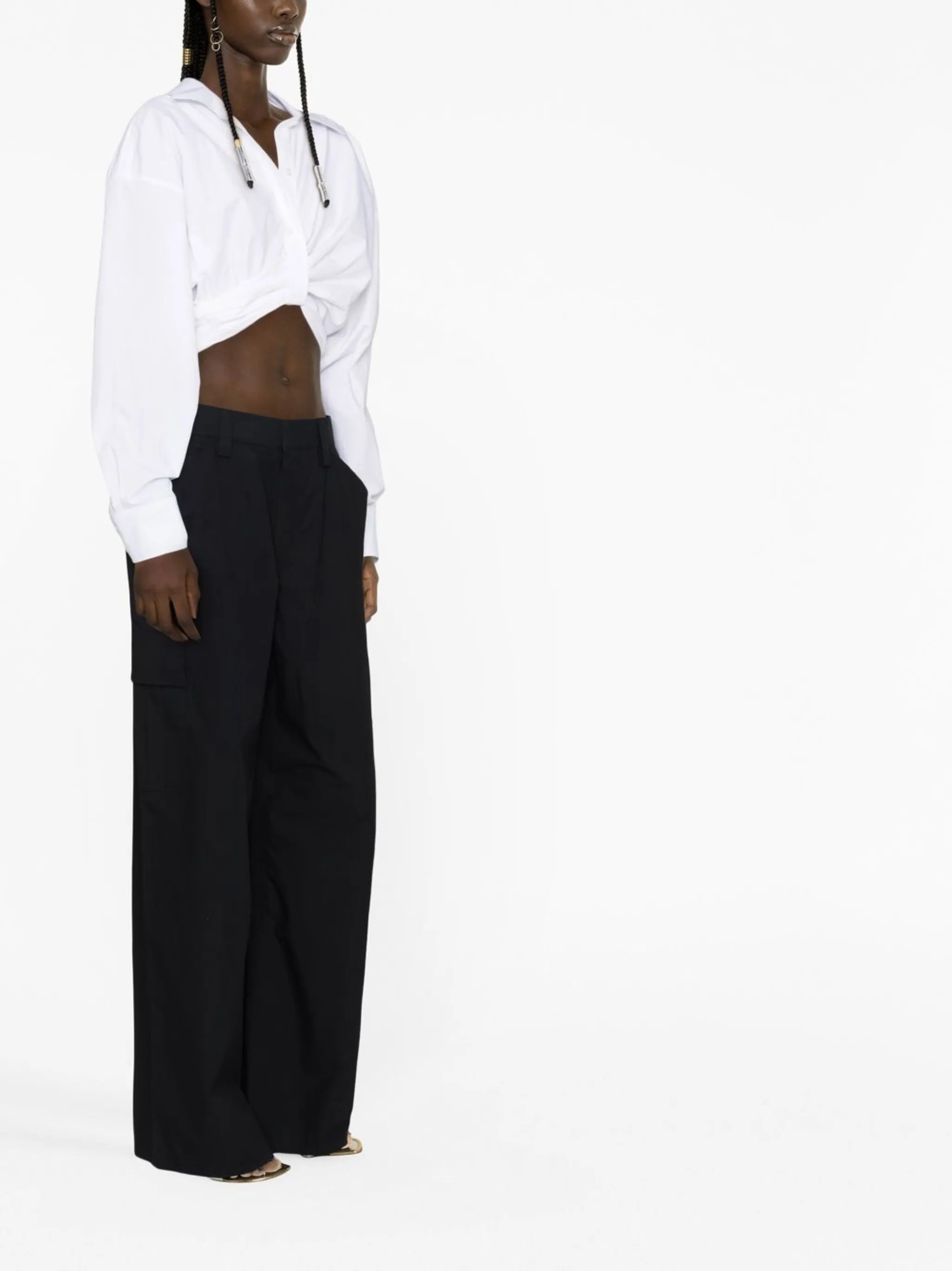 wide-leg cotton trousers