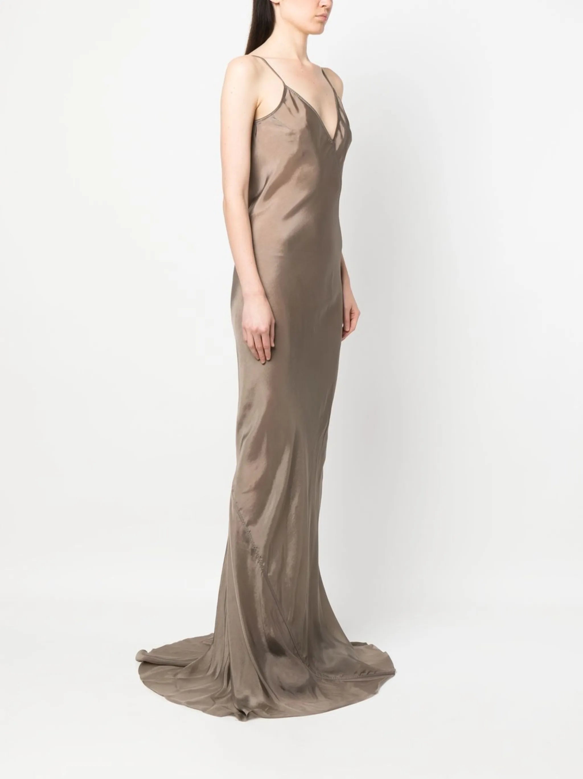V-neck satin gown