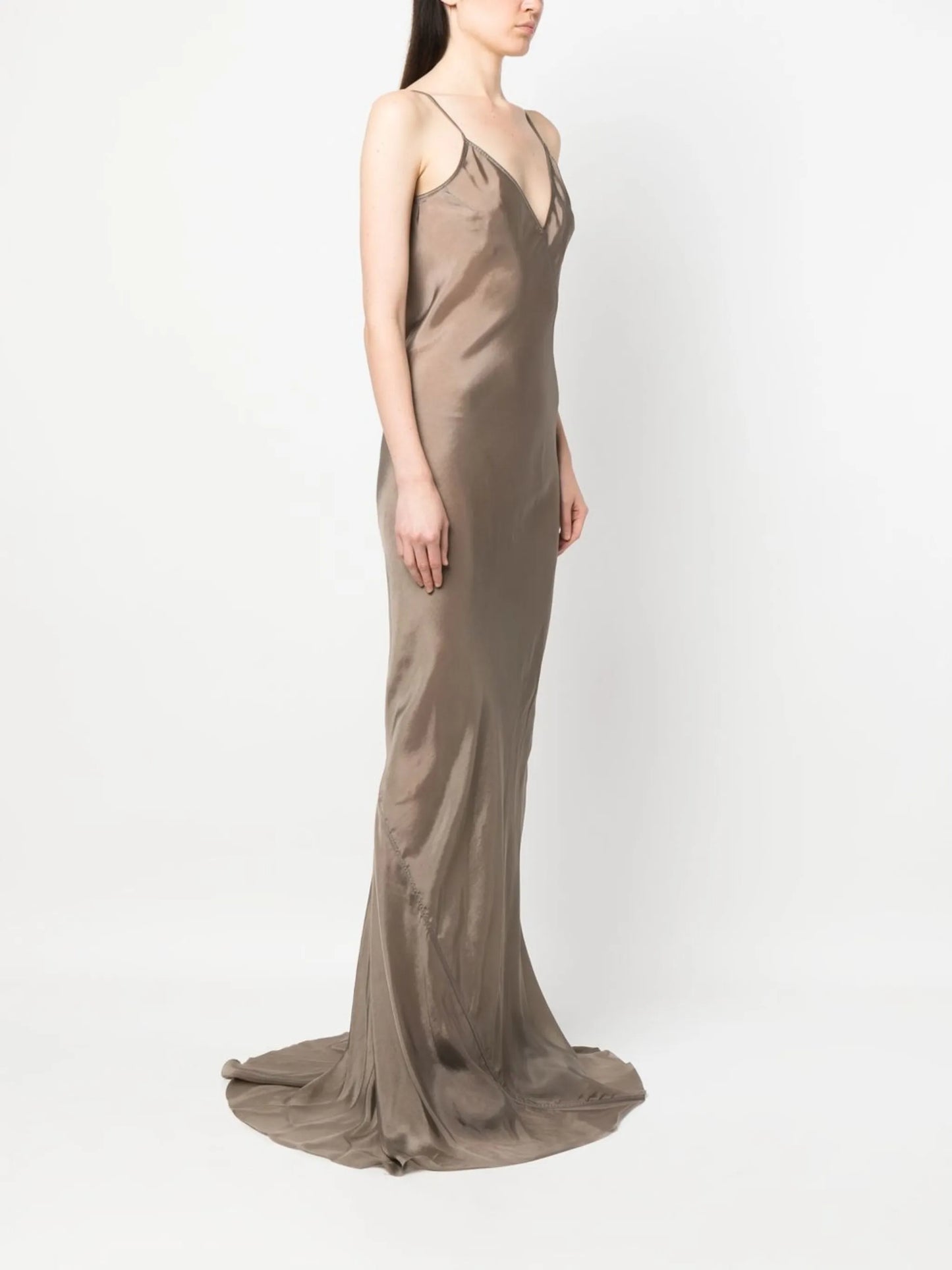 V-neck satin gown