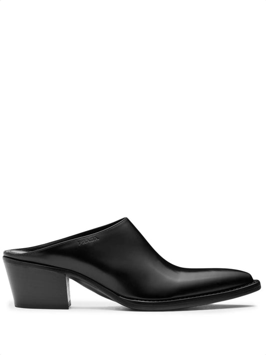 point-toe leather mules