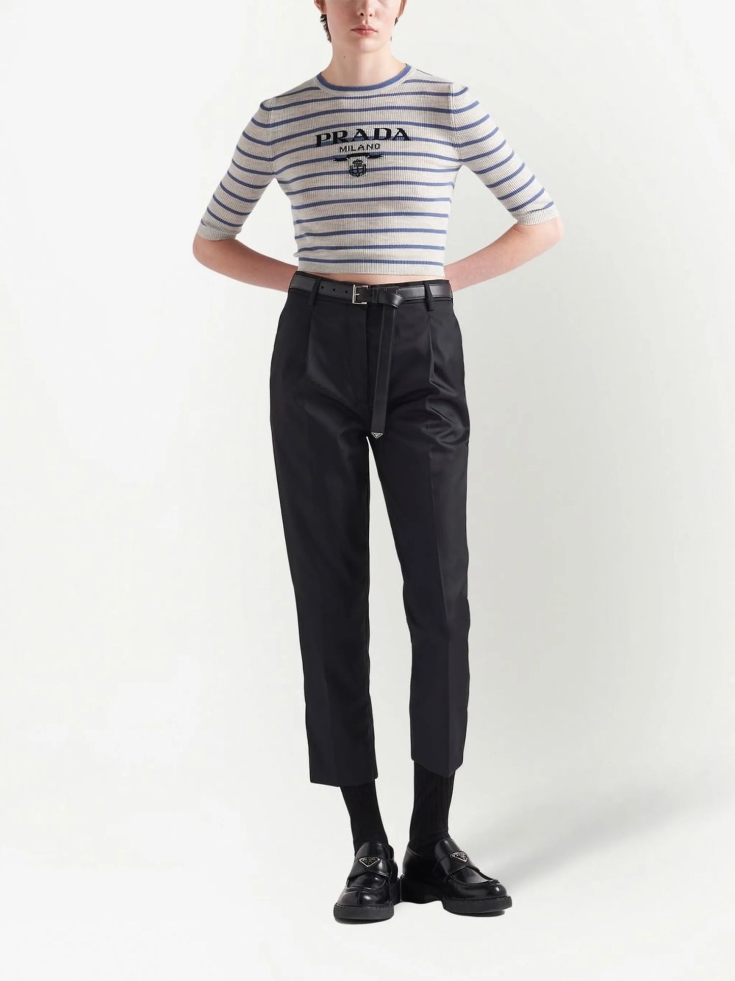 logo-intarsia wool jumper