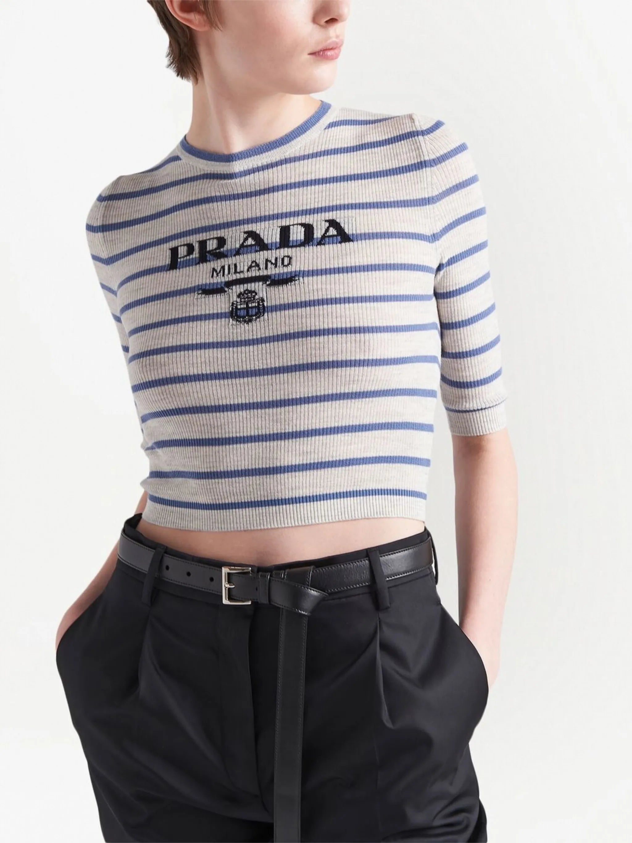 logo-intarsia wool jumper
