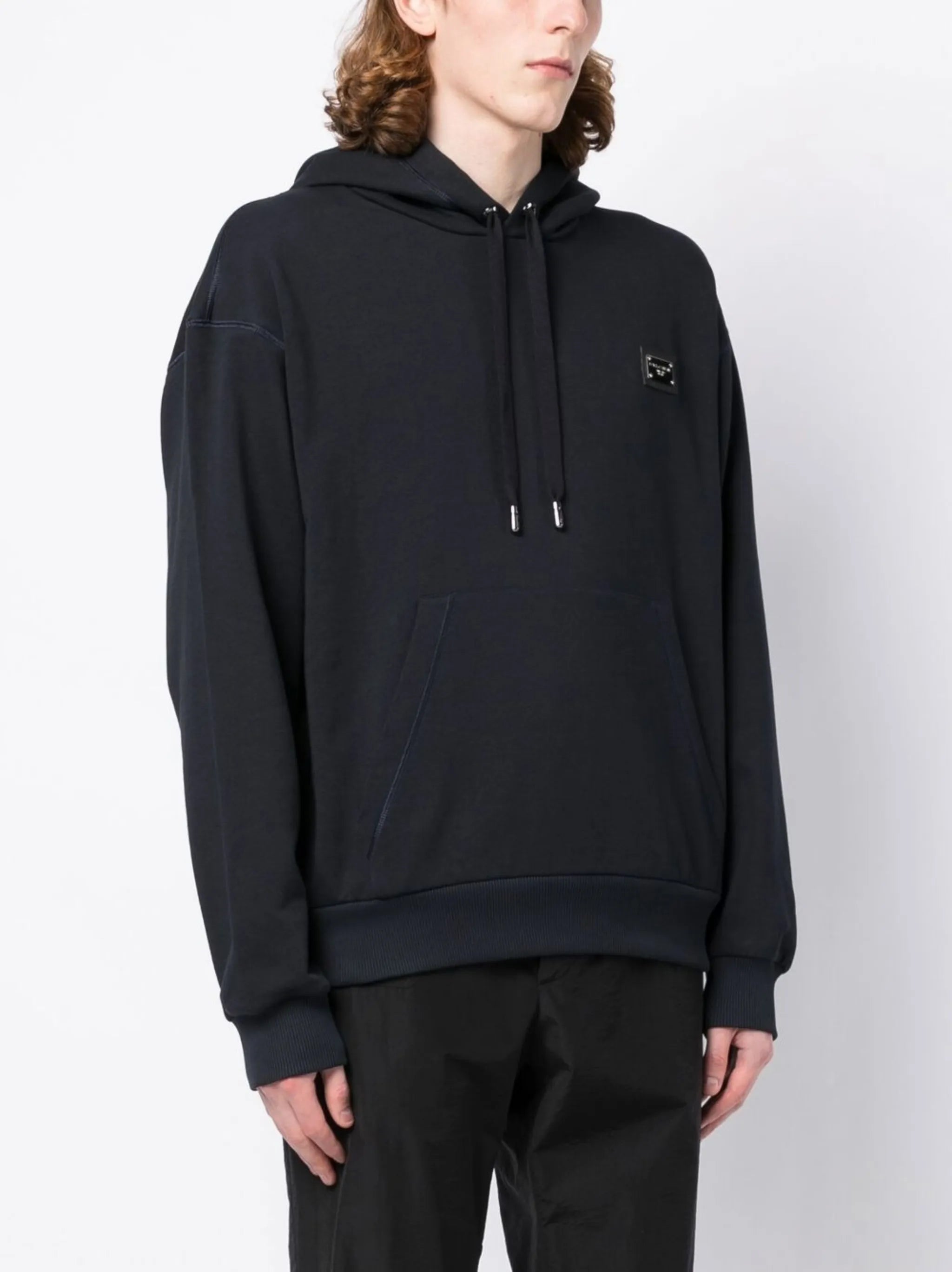 logo-patch cotton hoodie