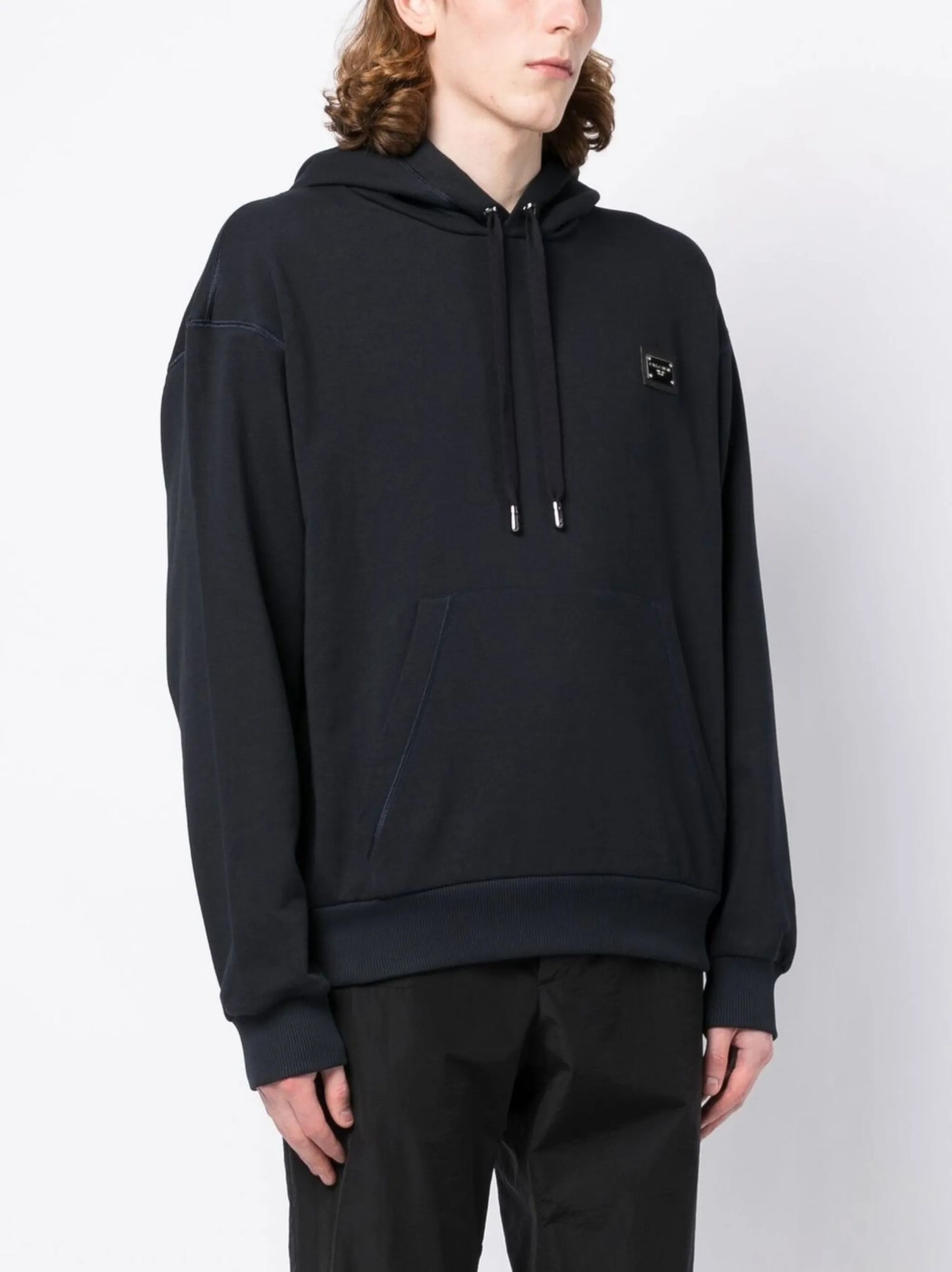 logo-patch cotton hoodie