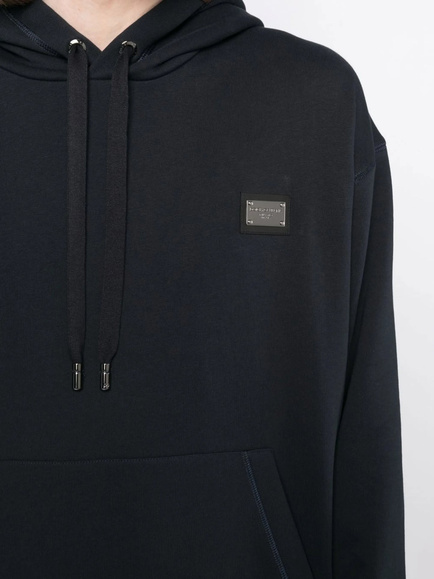 logo-patch cotton hoodie