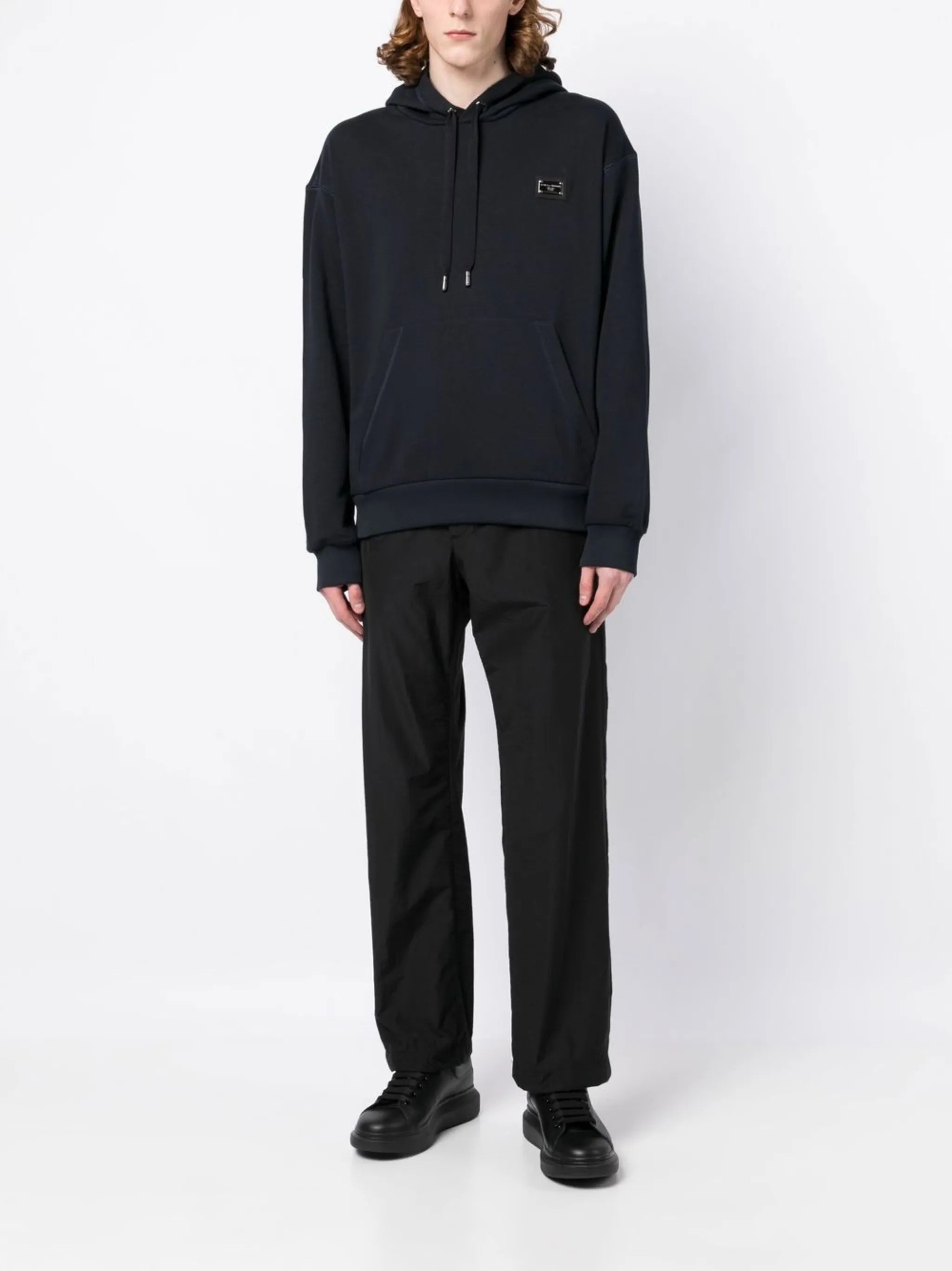 logo-patch cotton hoodie