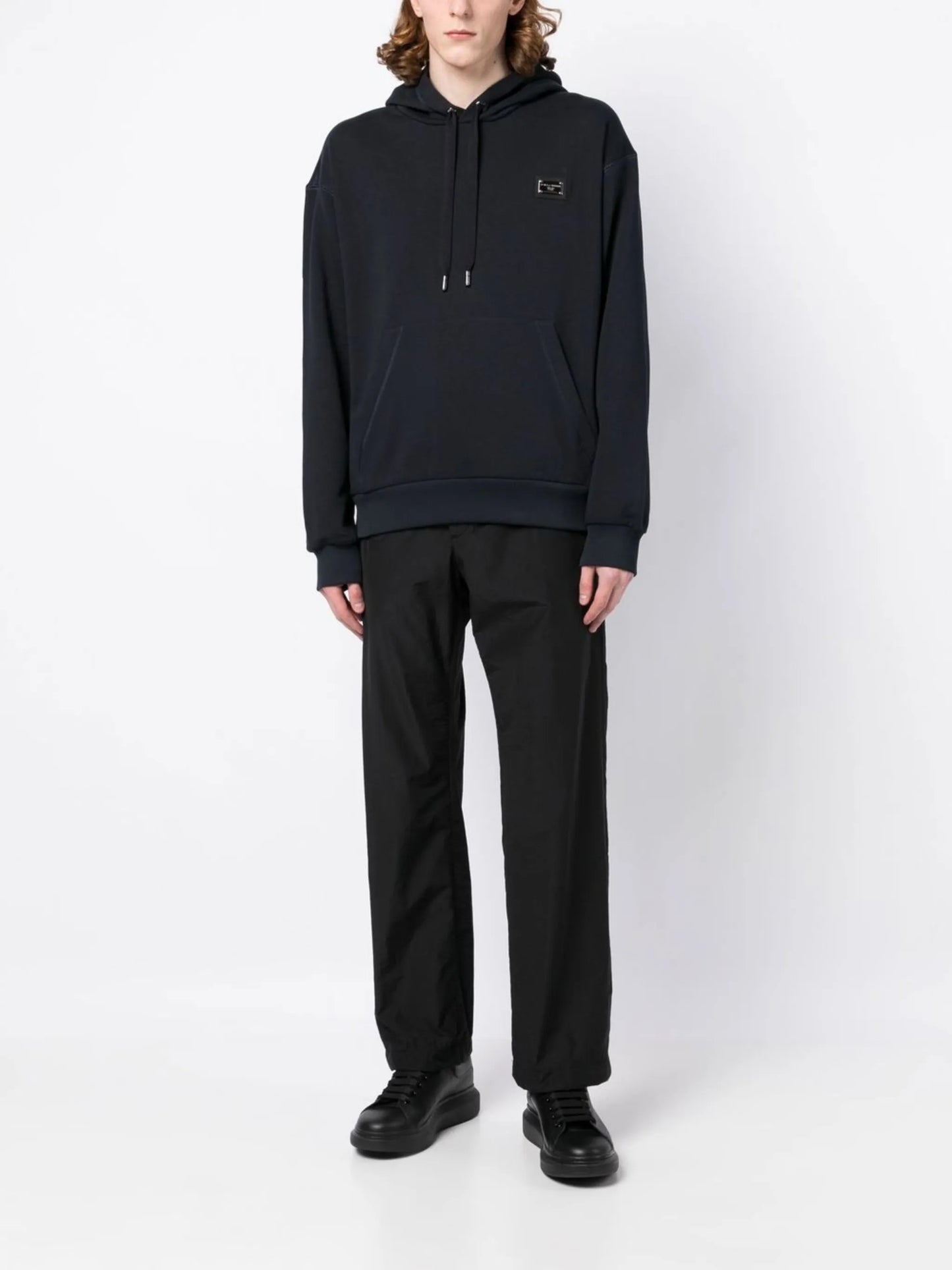 logo-patch cotton hoodie