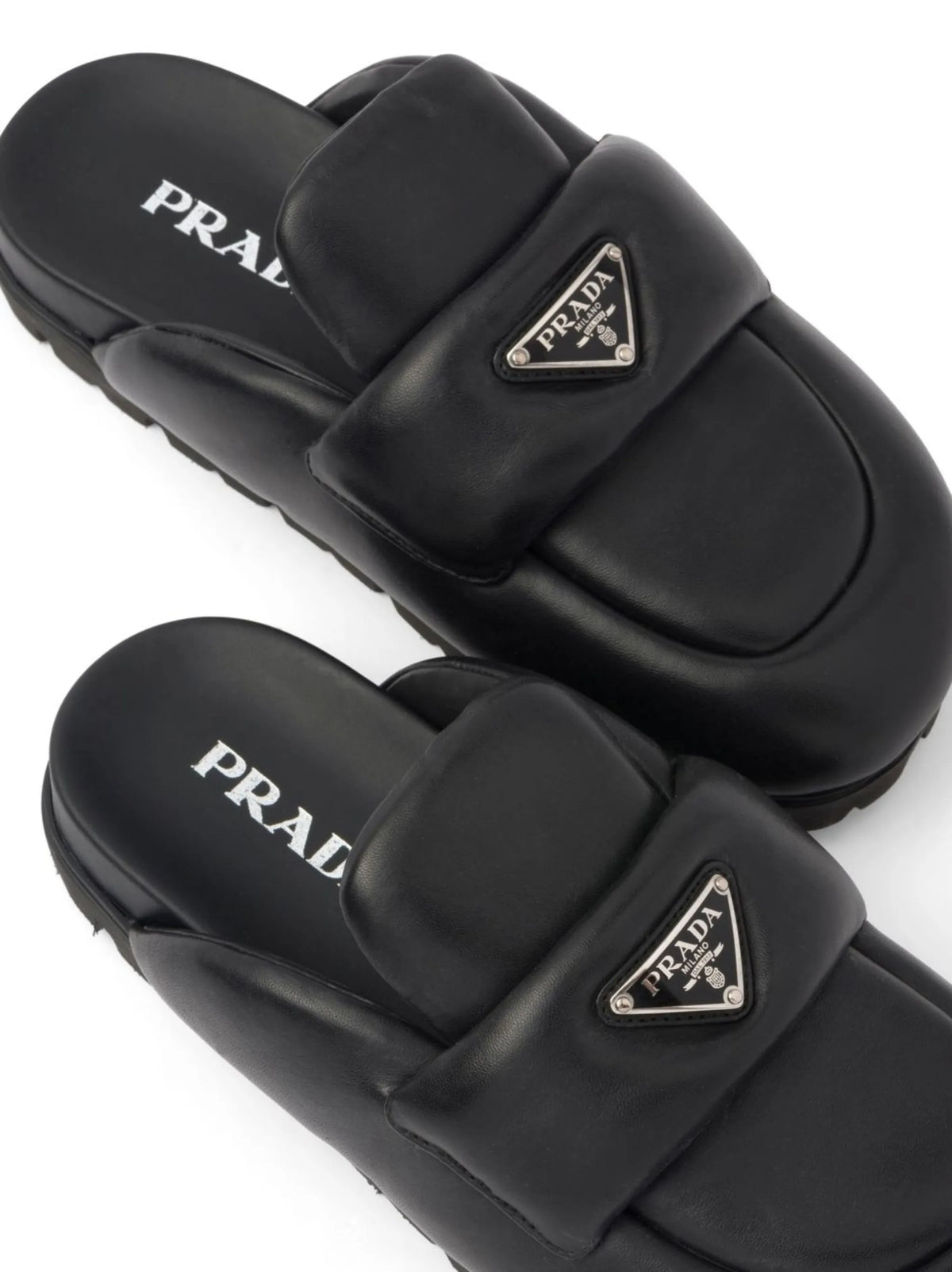 triangle-logo padded mules