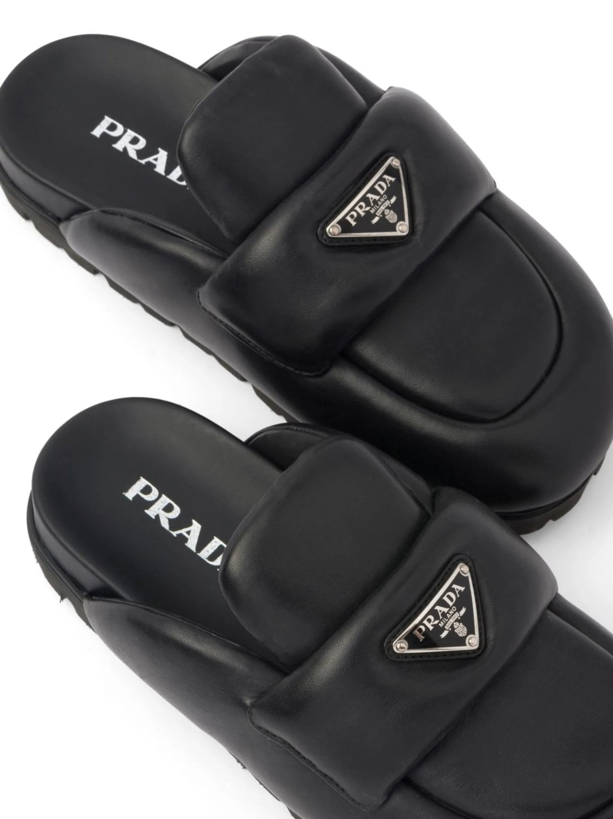 triangle-logo padded mules