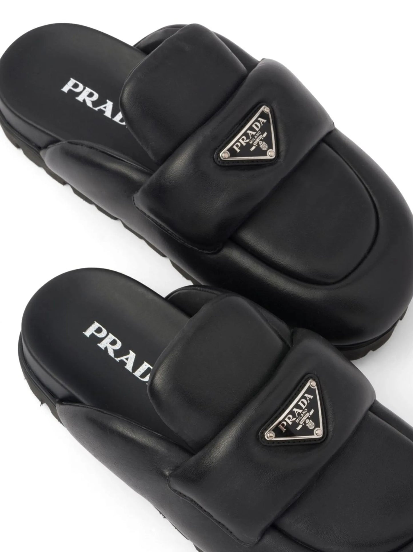 triangle-logo padded mules