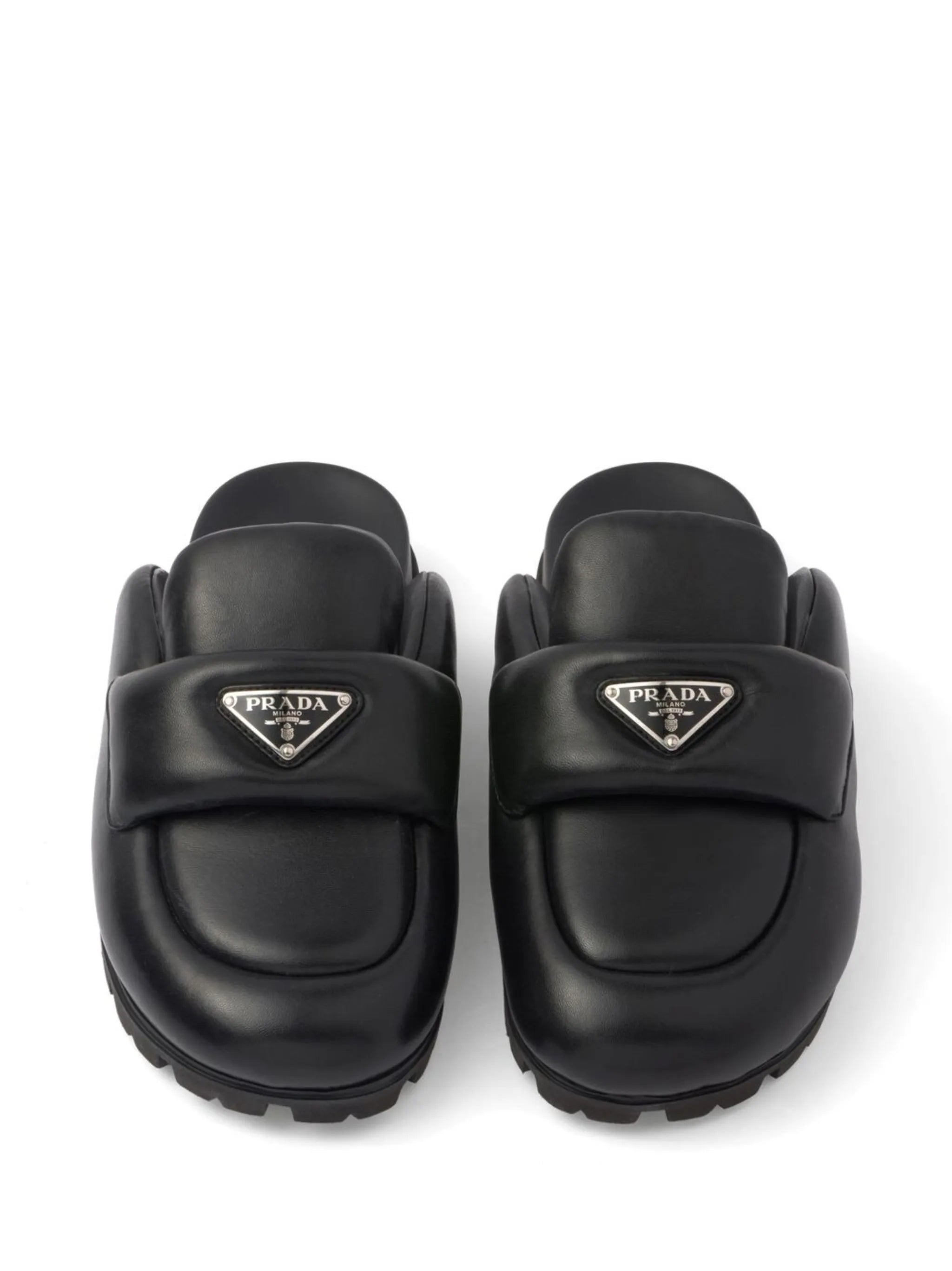 triangle-logo padded mules