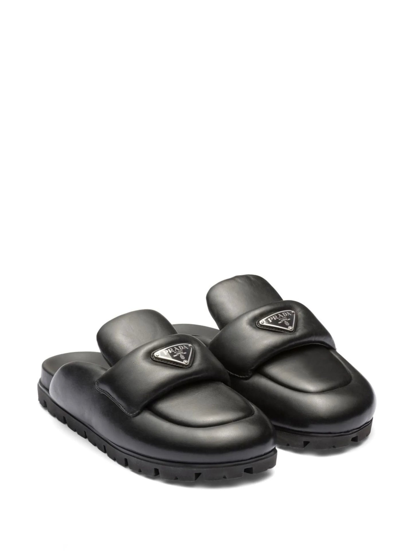 triangle-logo padded mules