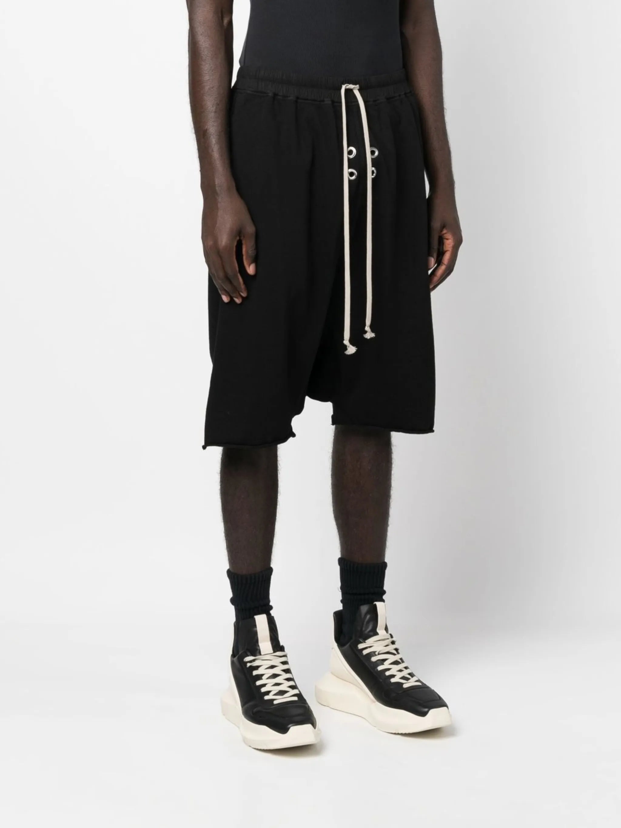 drop-crotch cotton shorts