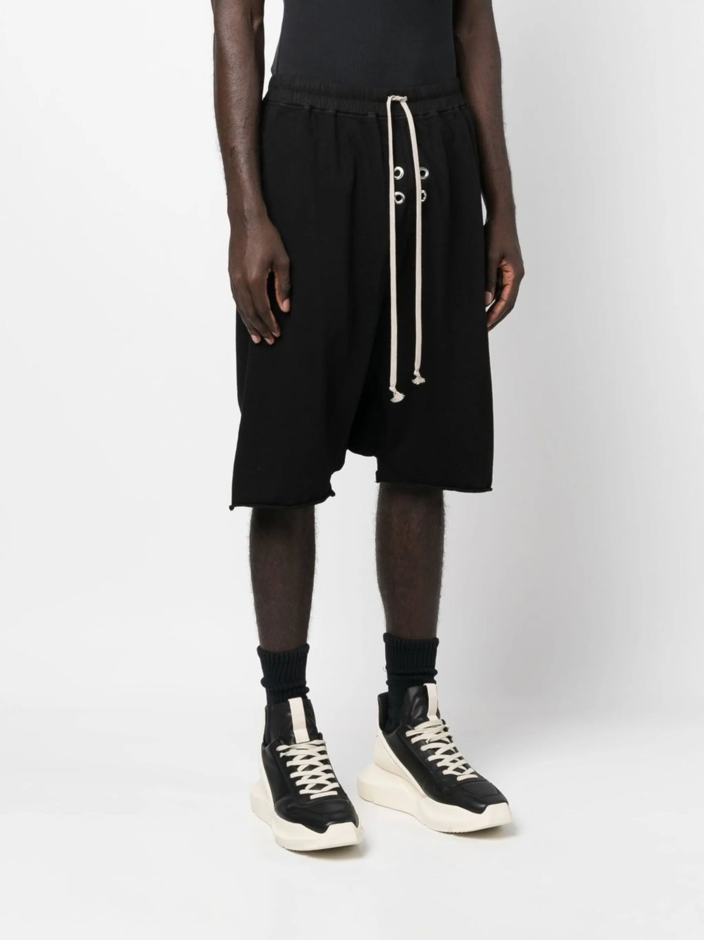 drop-crotch cotton shorts