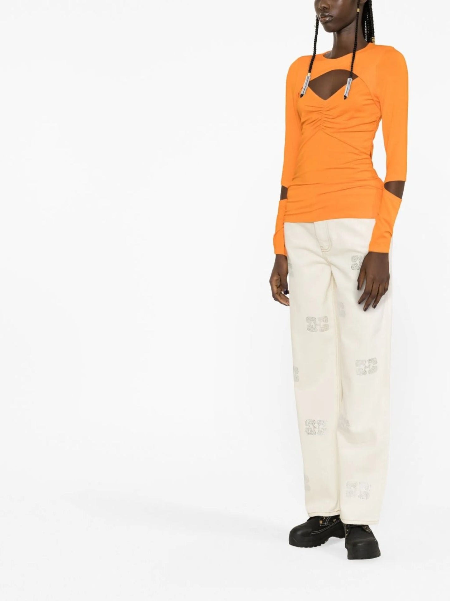 cut-out long-sleeved top