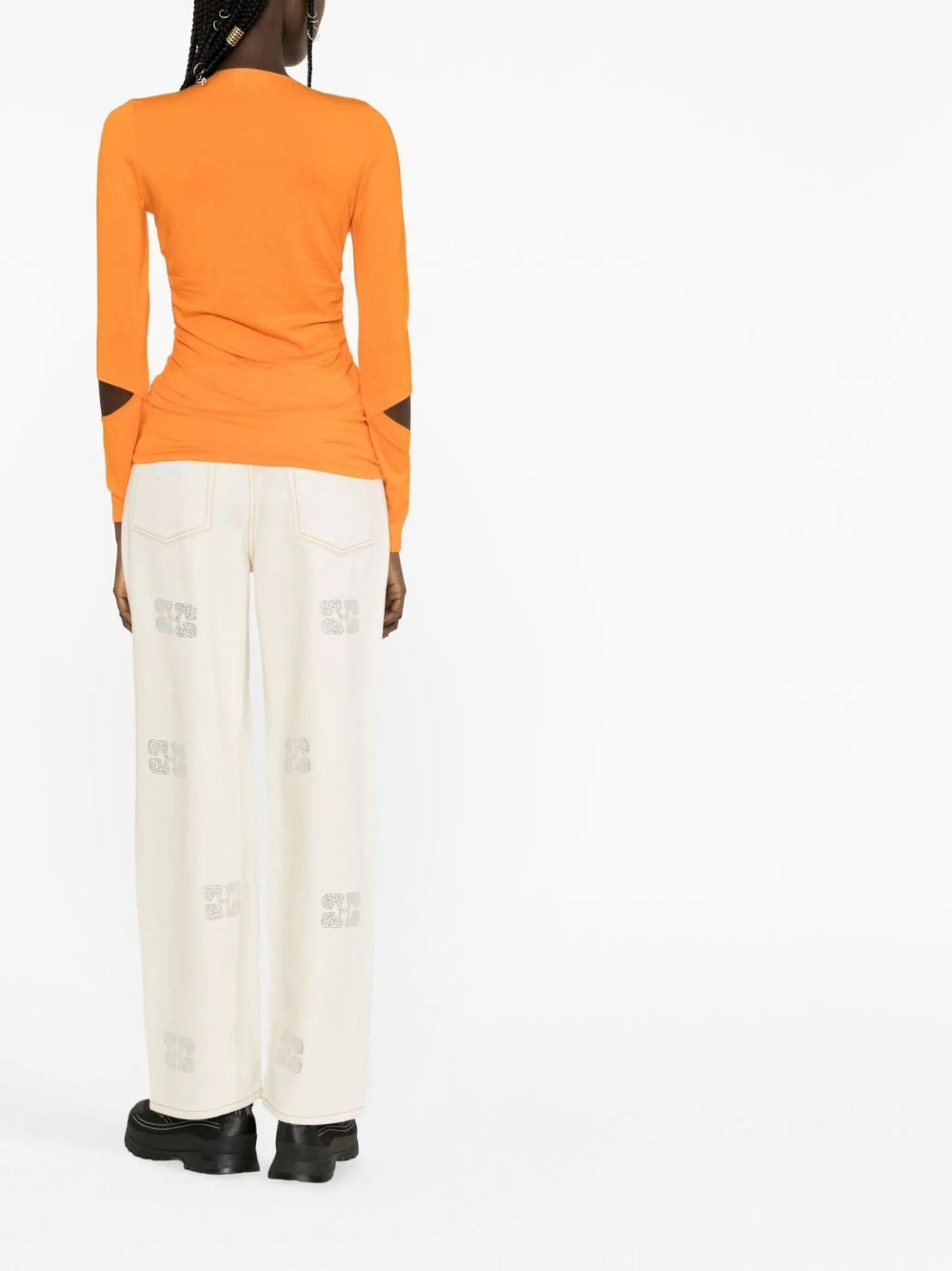 cut-out long-sleeved top
