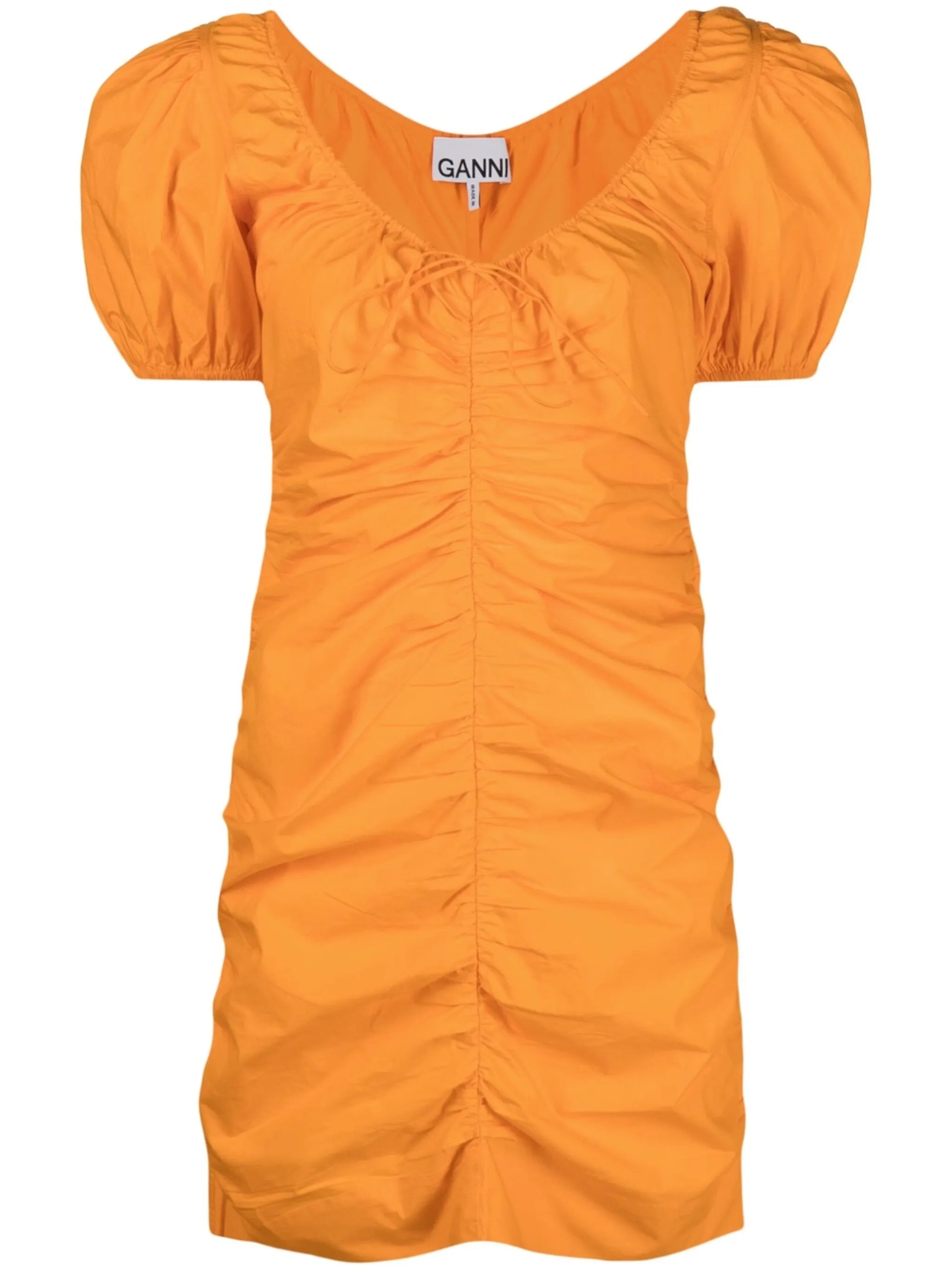 ruched puff-sleeve minidress