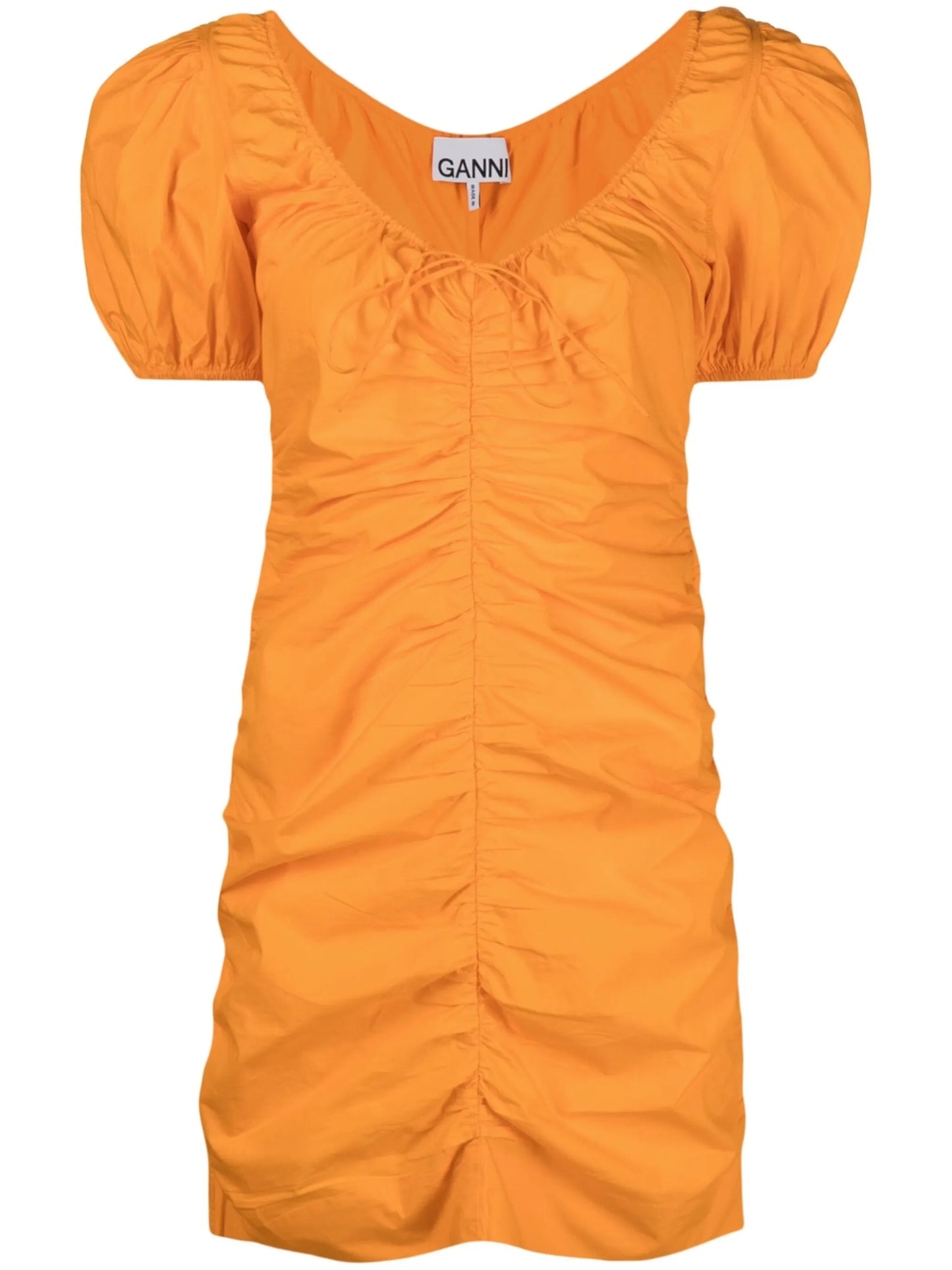 ruched puff-sleeve minidress