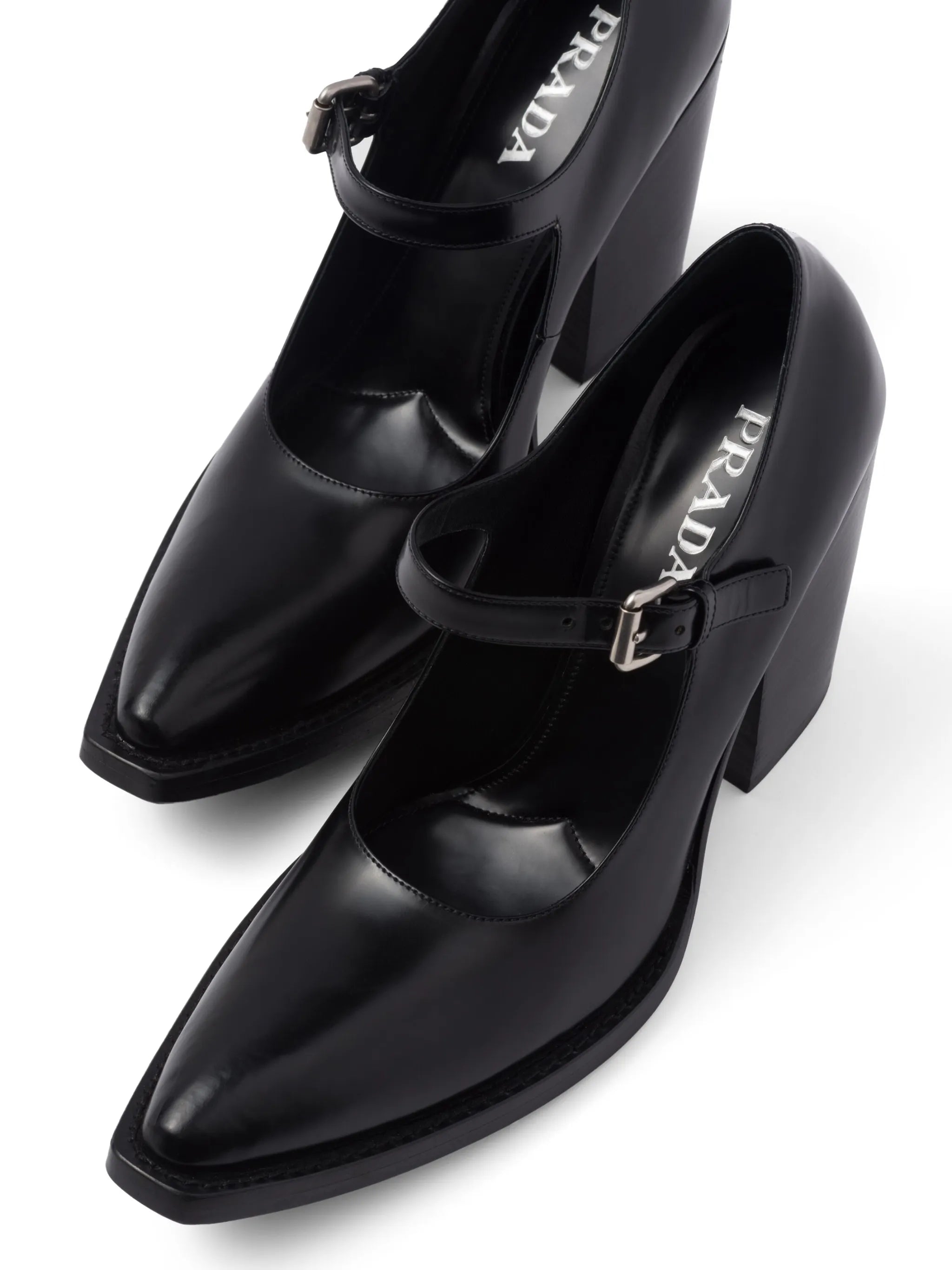 95mm brushed leather pumps