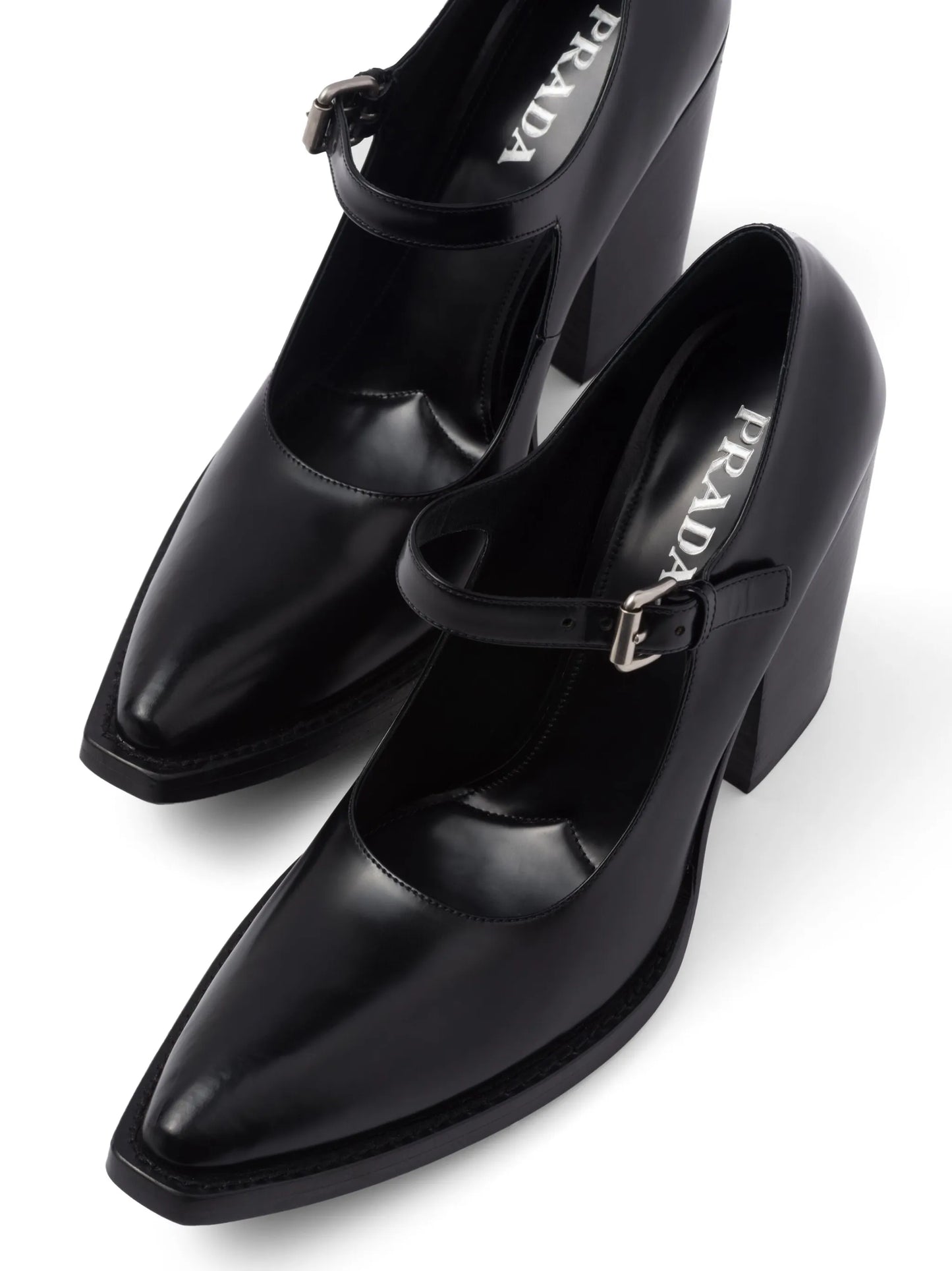 95mm brushed leather pumps