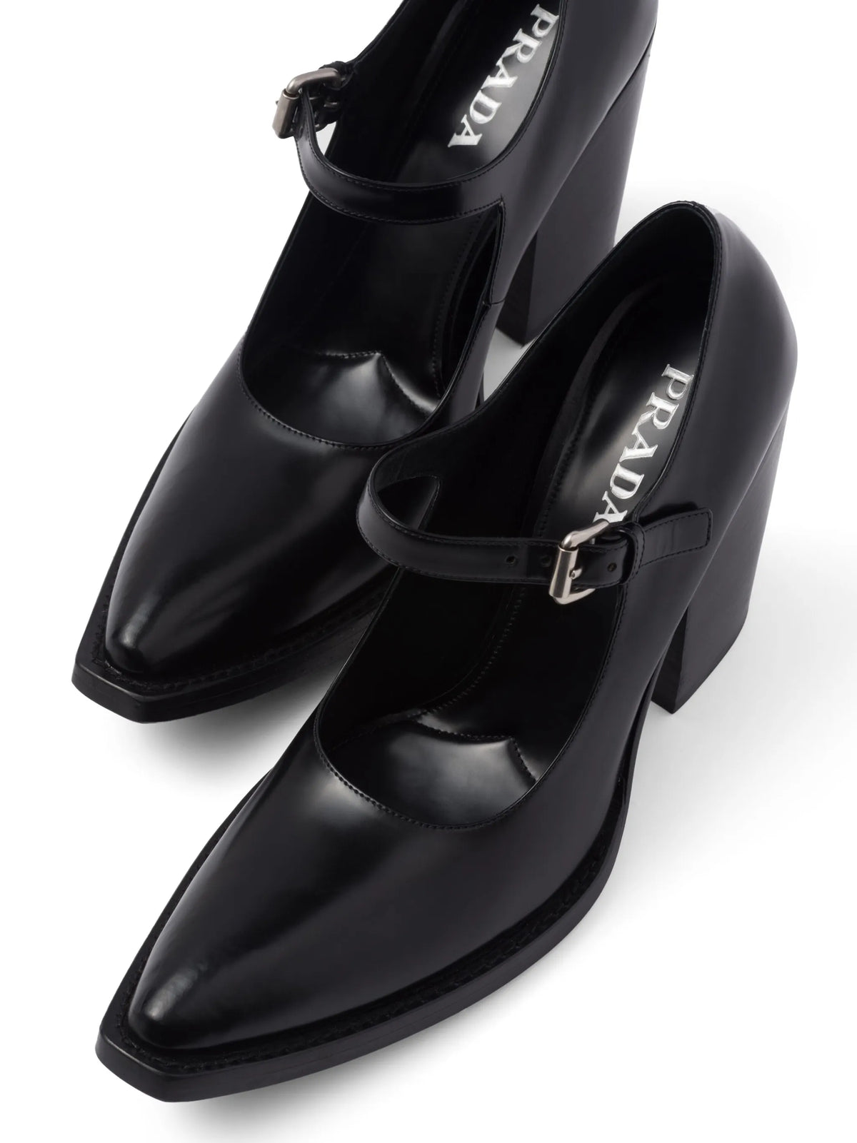 95mm brushed leather pumps