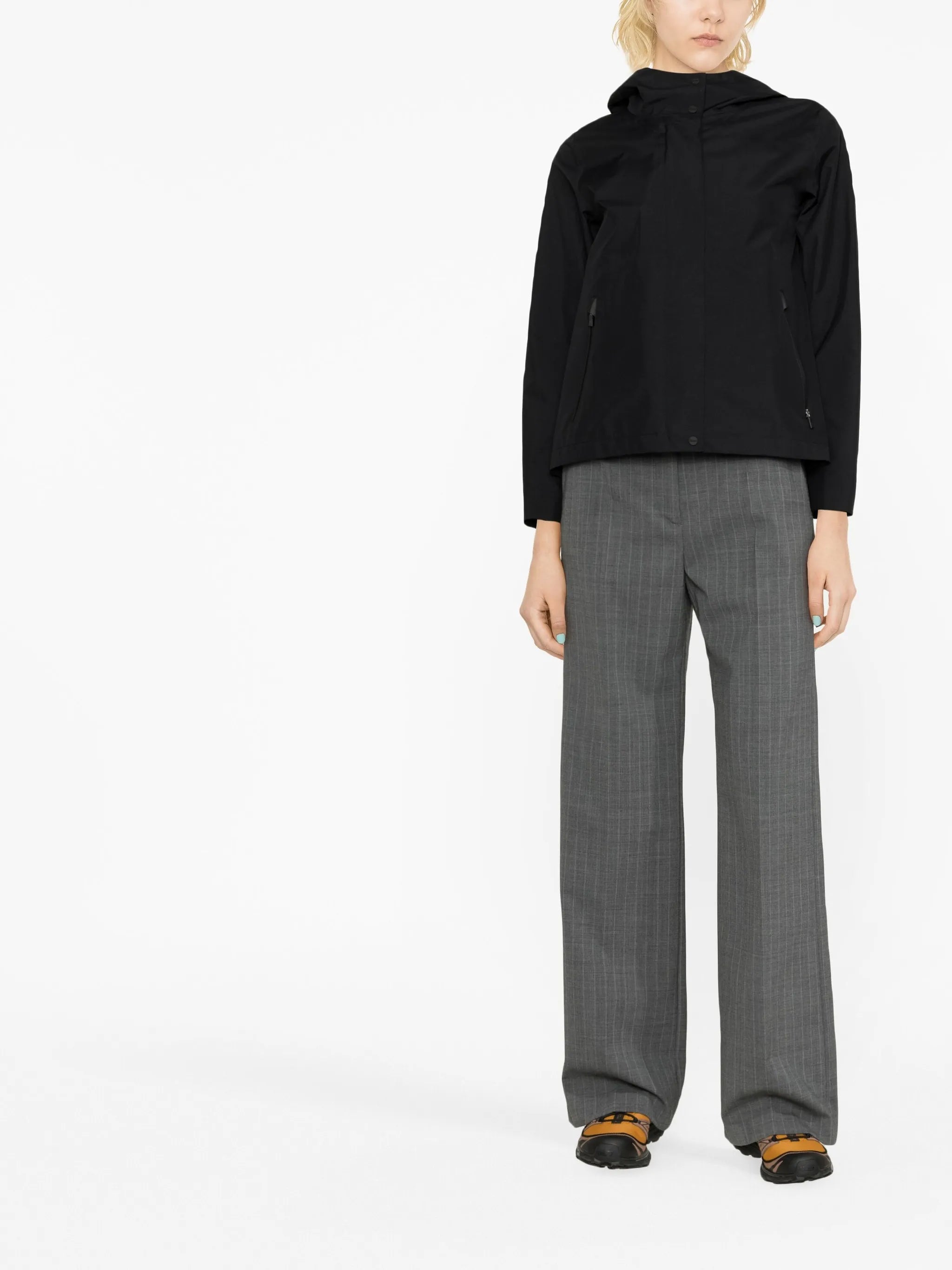 zip-fastening hooded jacket