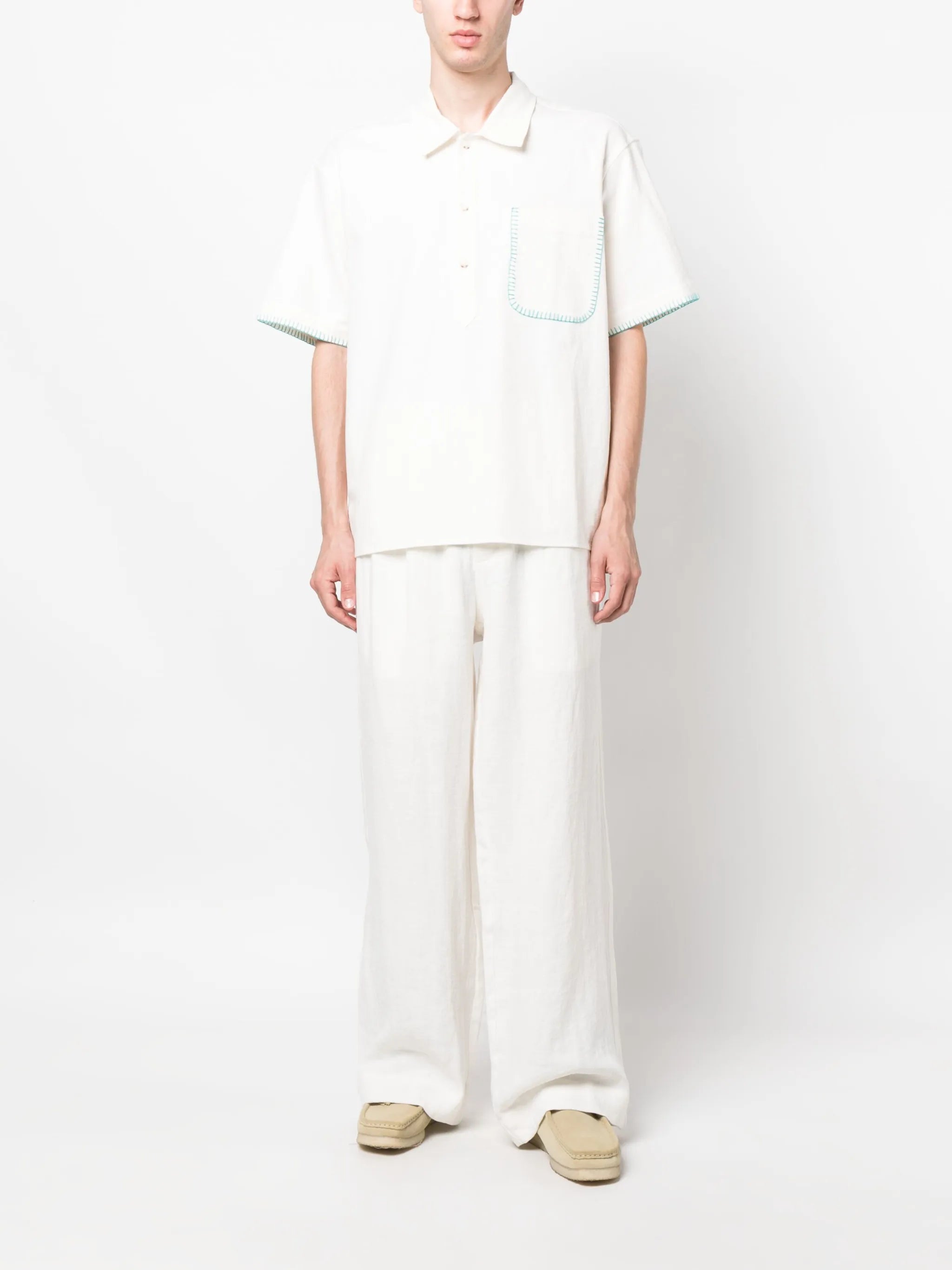 mid-rise wid-leg trousers