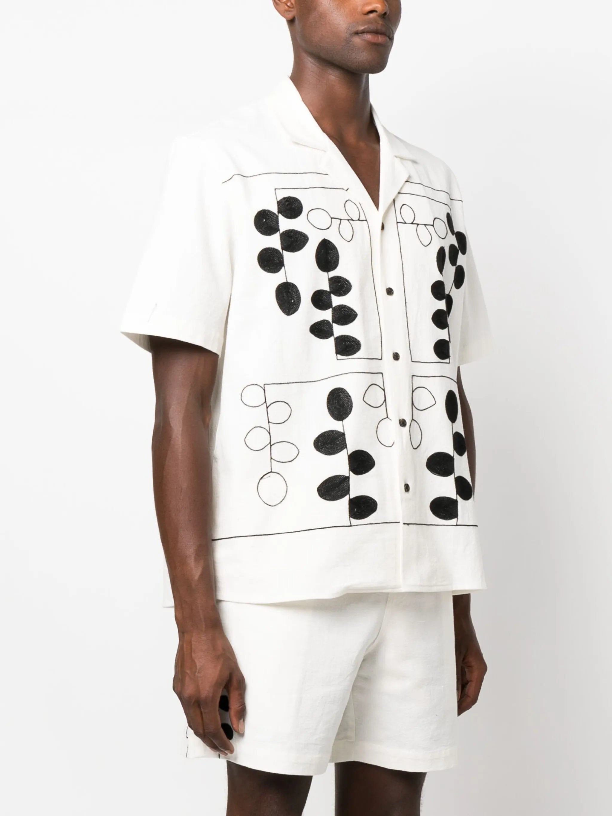 graphic-embroidered short-sleeve shirt