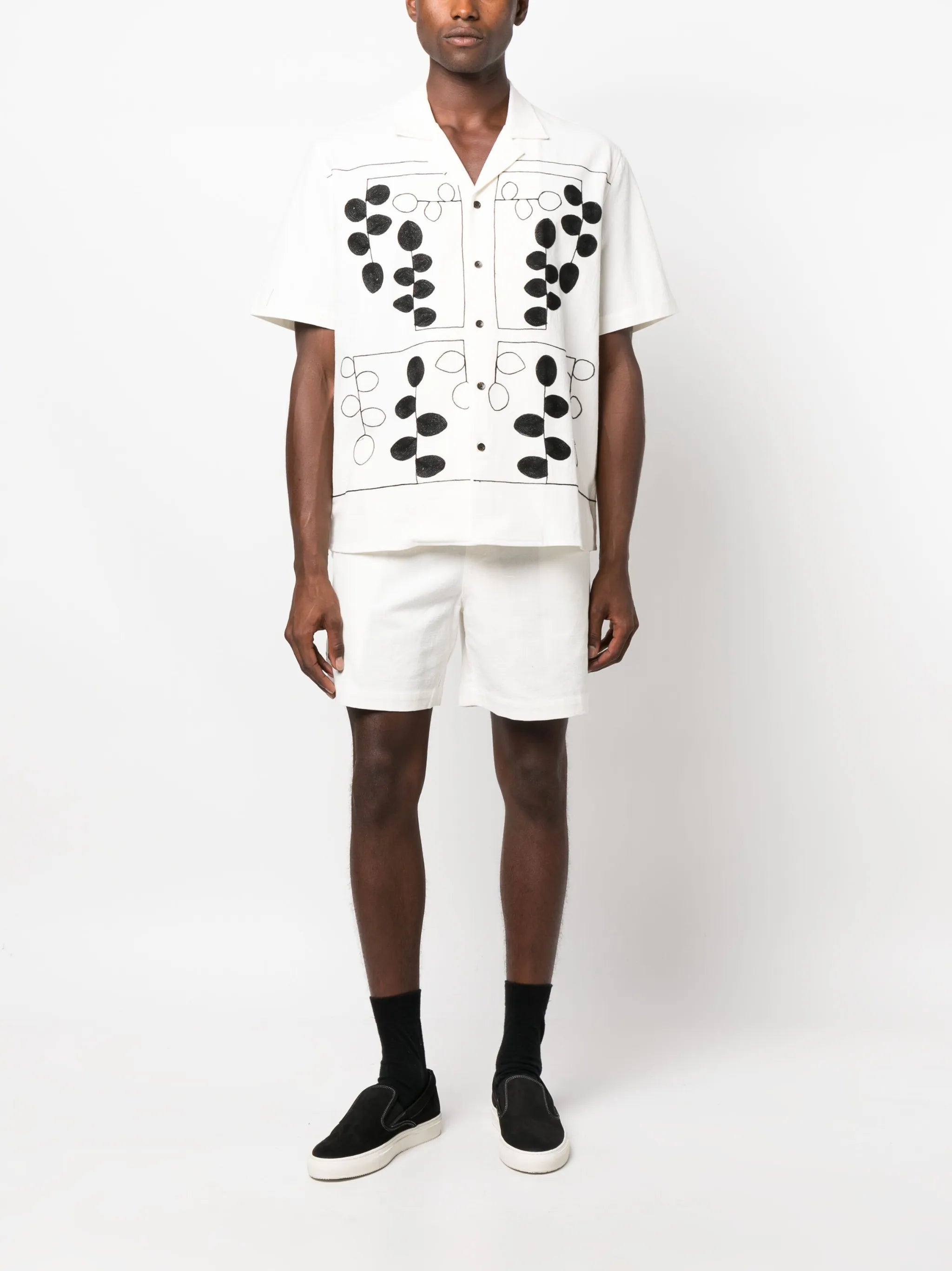 graphic-embroidered short-sleeve shirt