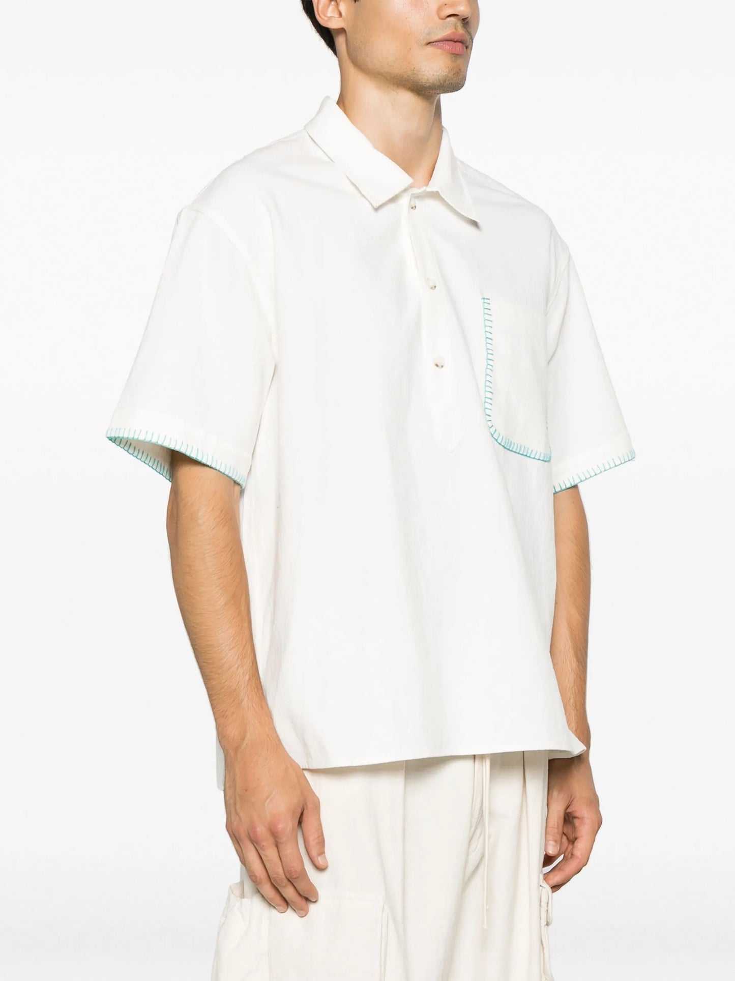 whipstitch-detail short-sleeve shirt