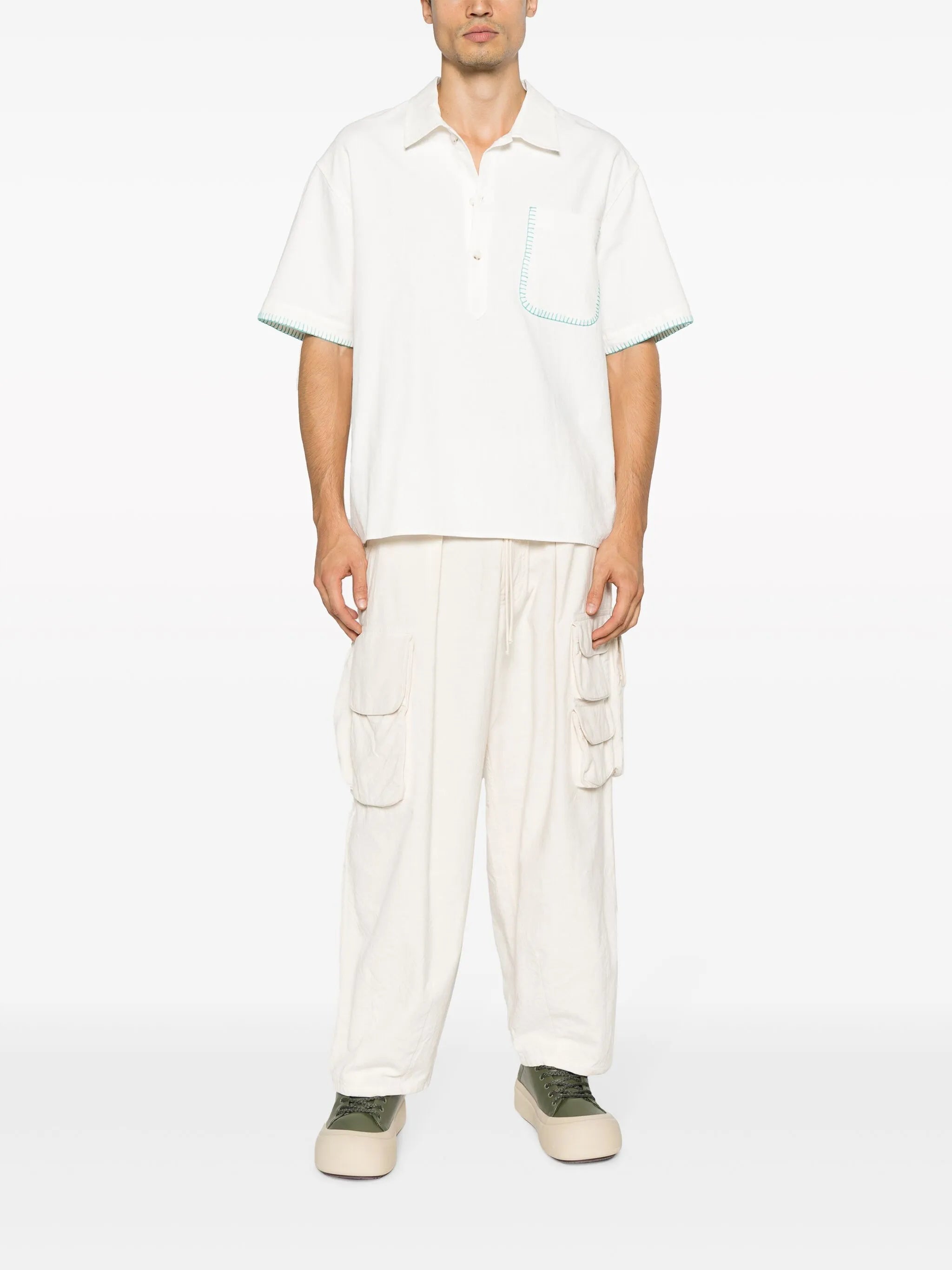 whipstitch-detail short-sleeve shirt