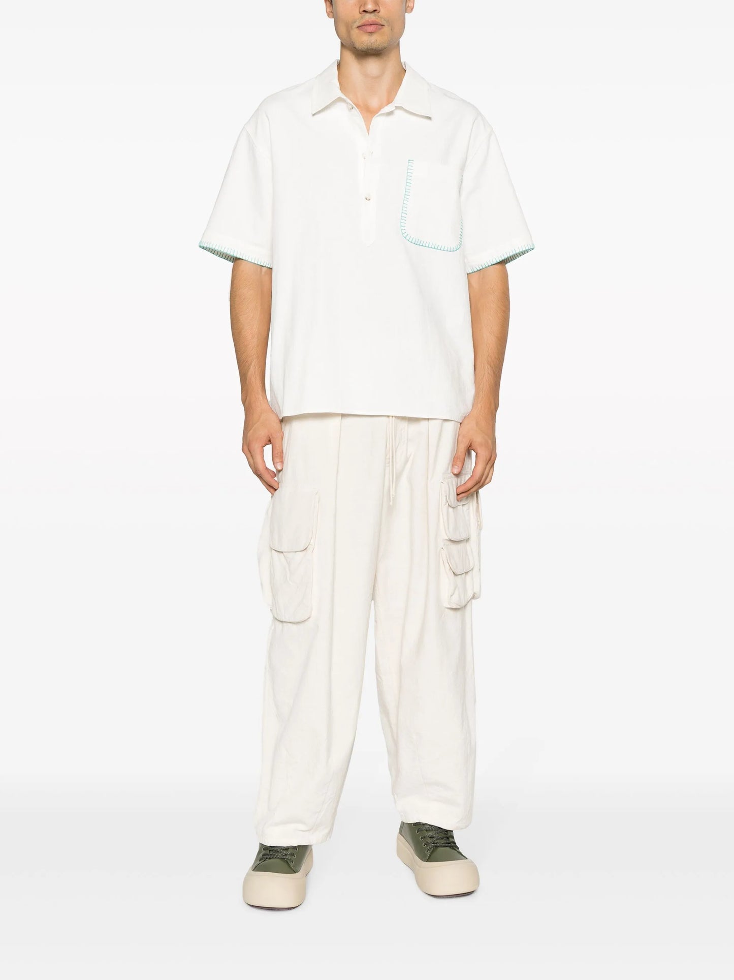 whipstitch-detail short-sleeve shirt