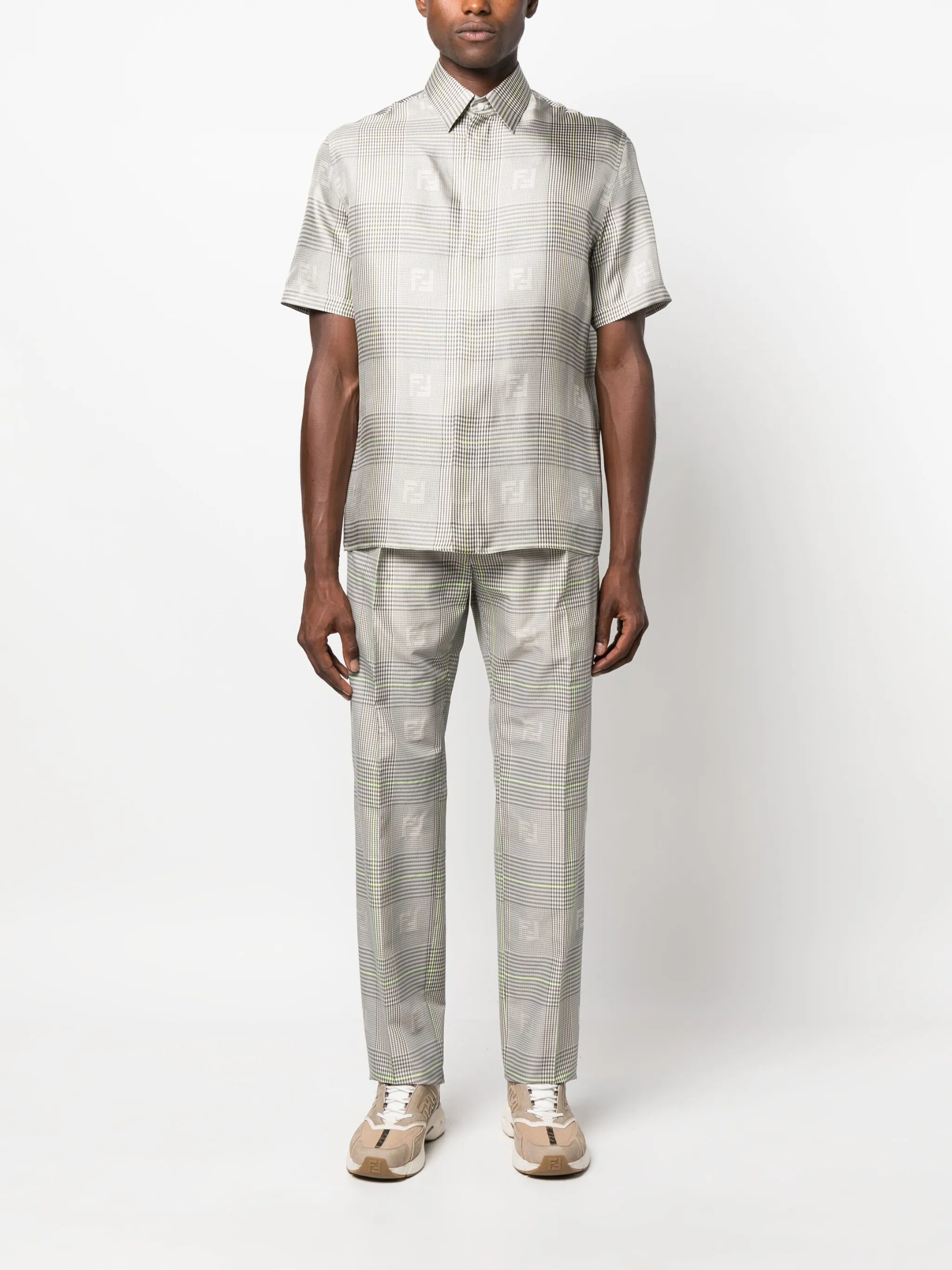 Prince-of-wales pattern trousers