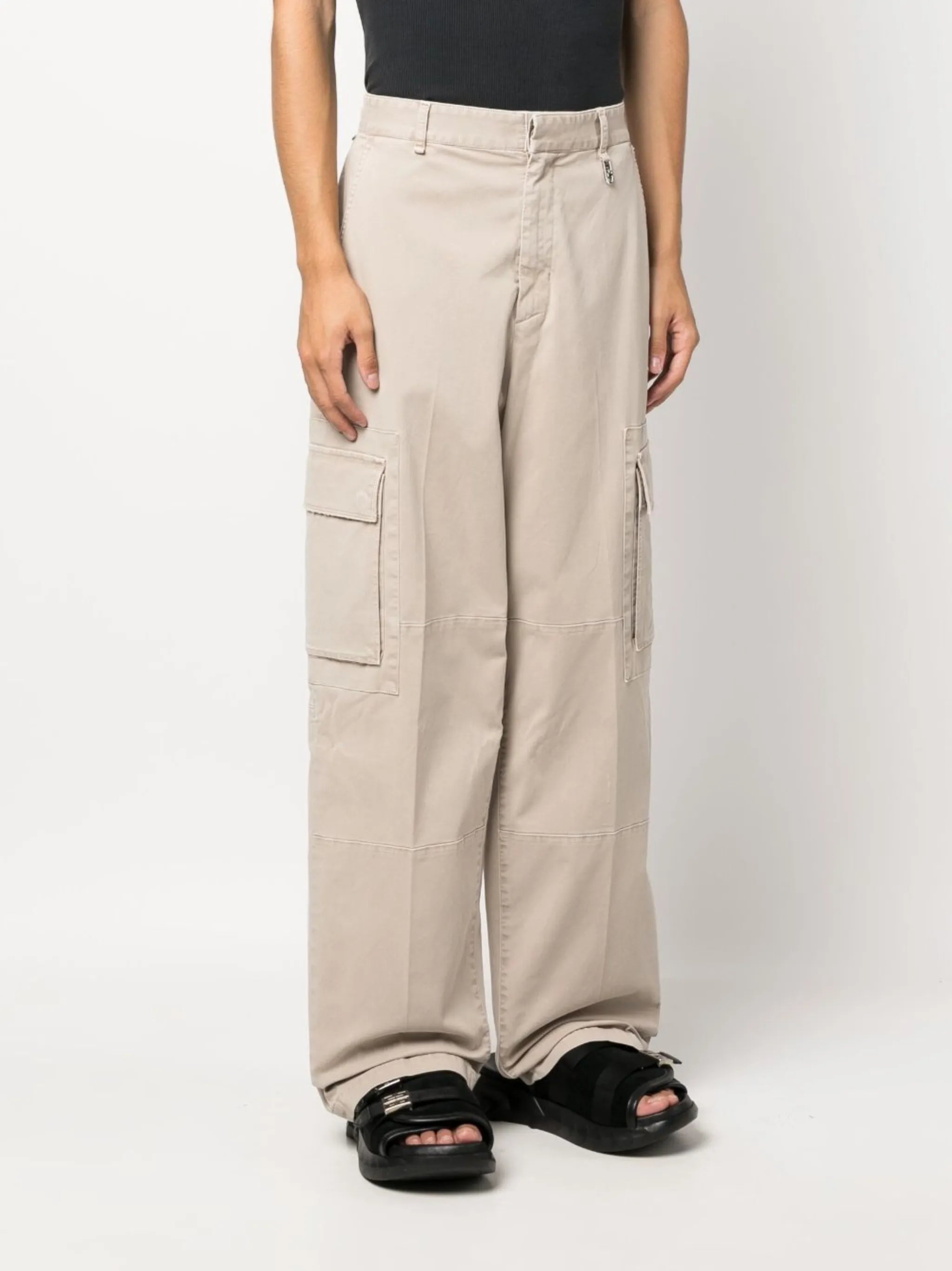 logo-patch wide-leg trousers