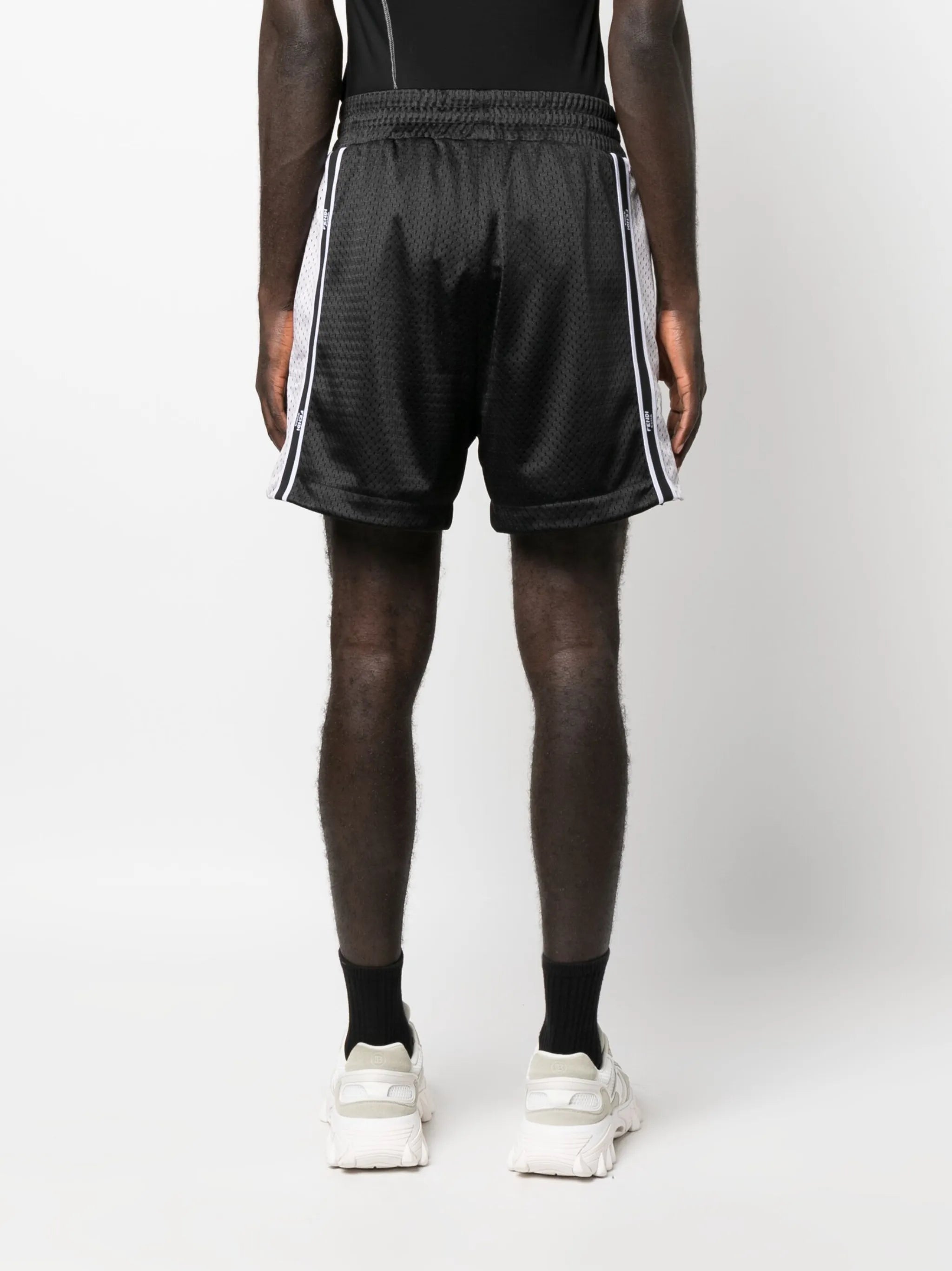 logo-tape perforated track shorts