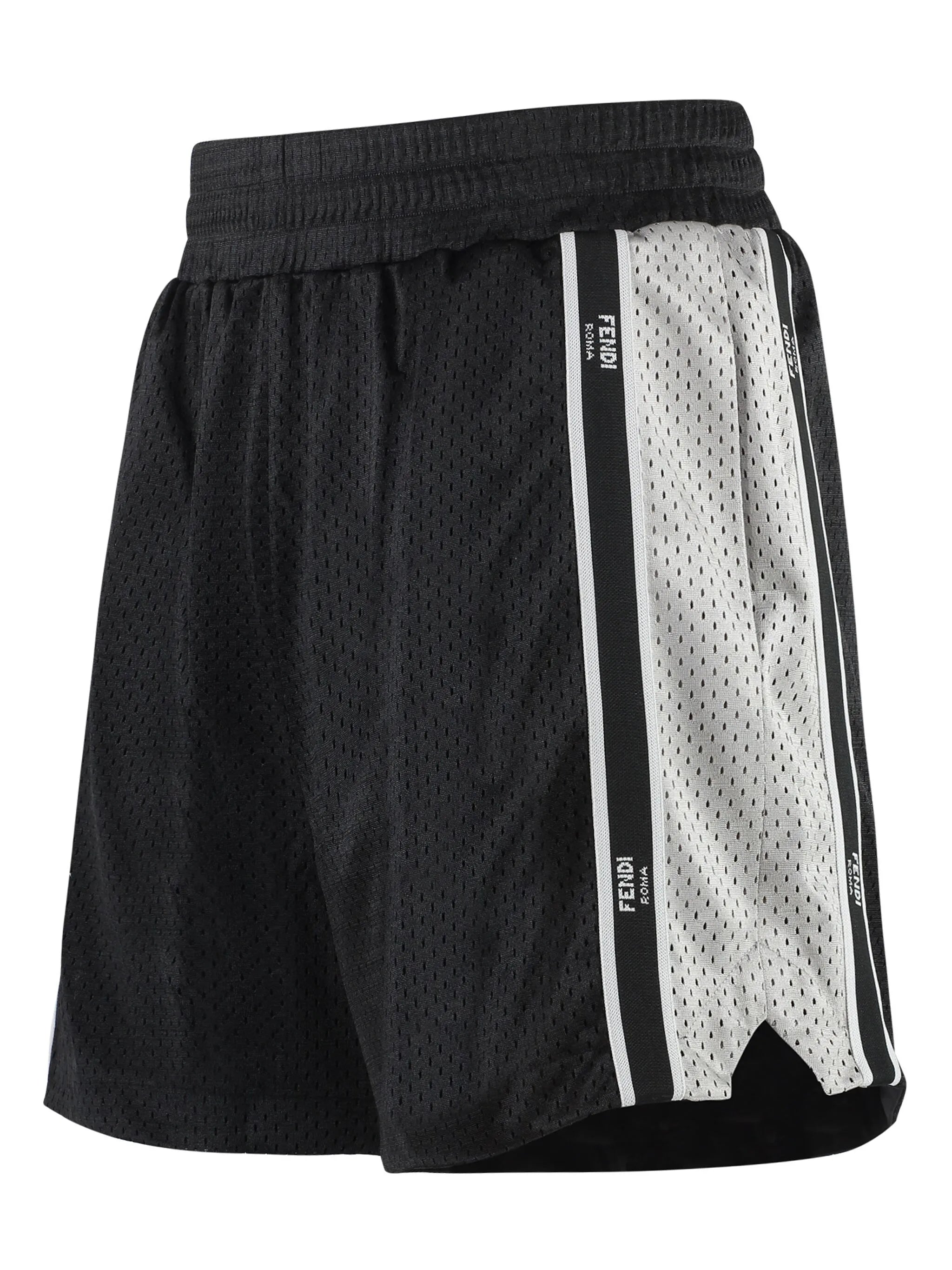 logo-tape perforated track shorts