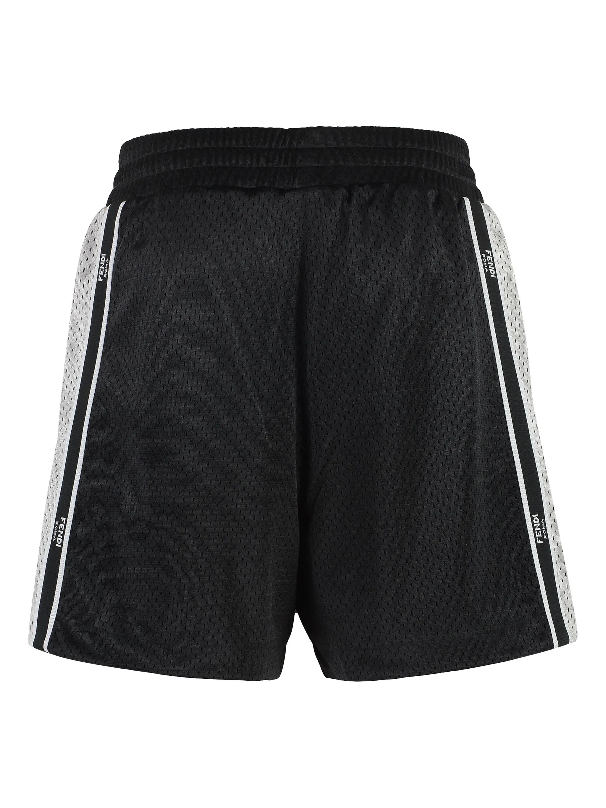 logo-tape perforated track shorts