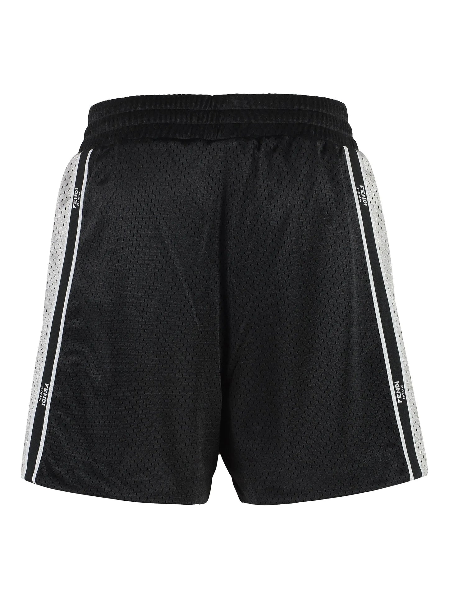 logo-tape perforated track shorts