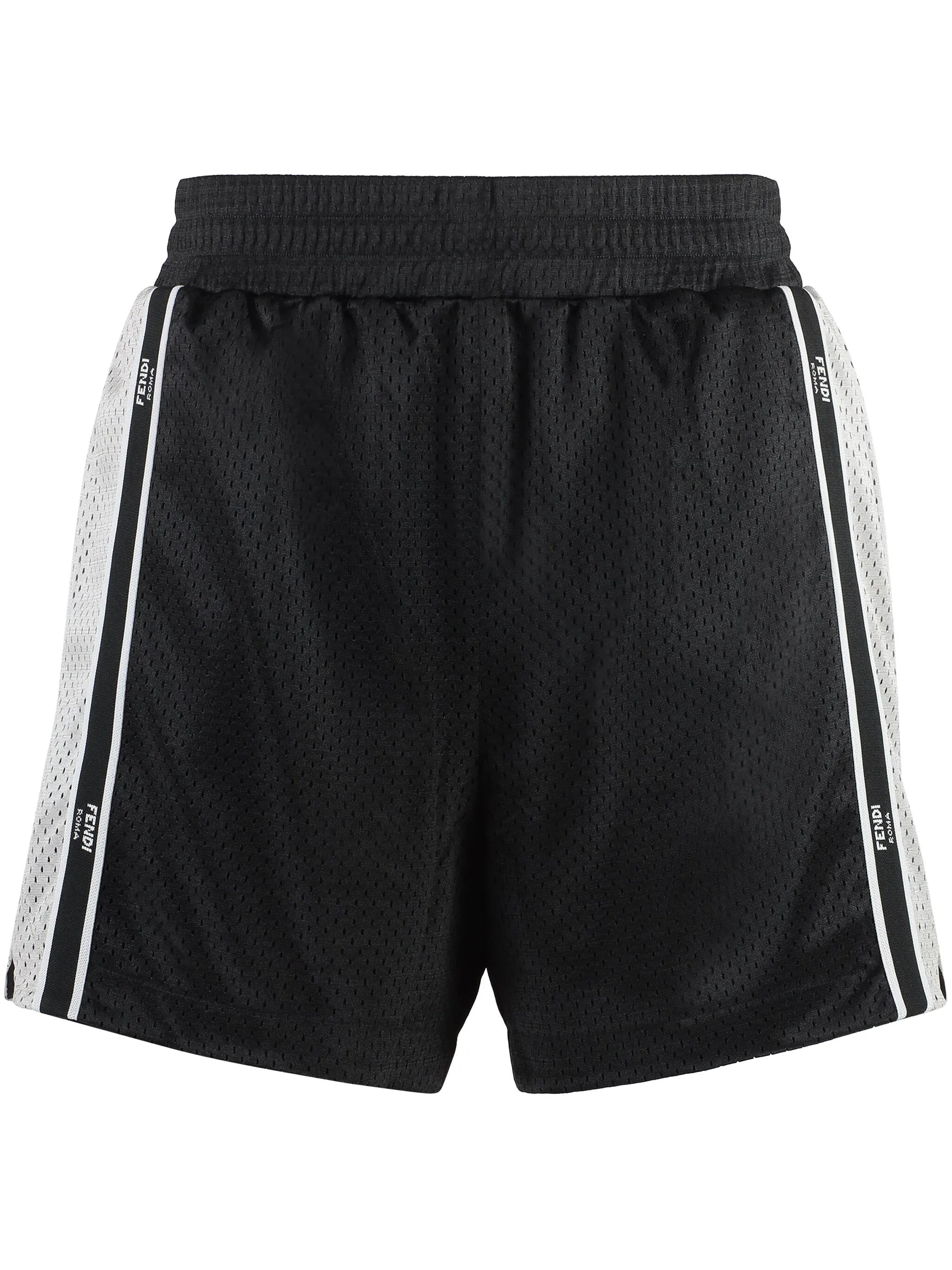 logo-tape perforated track shorts