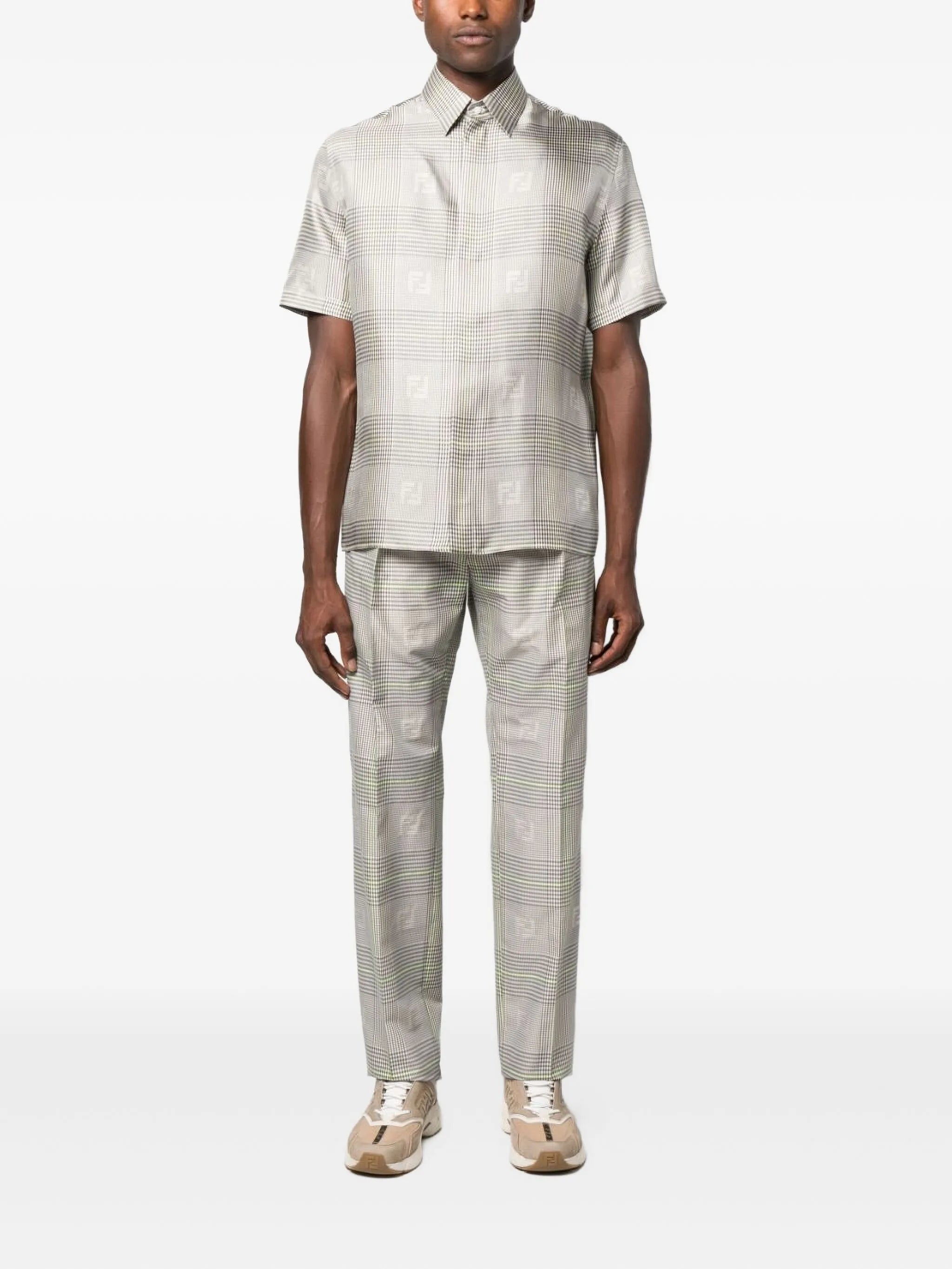 prince-of-wales check silk shirt