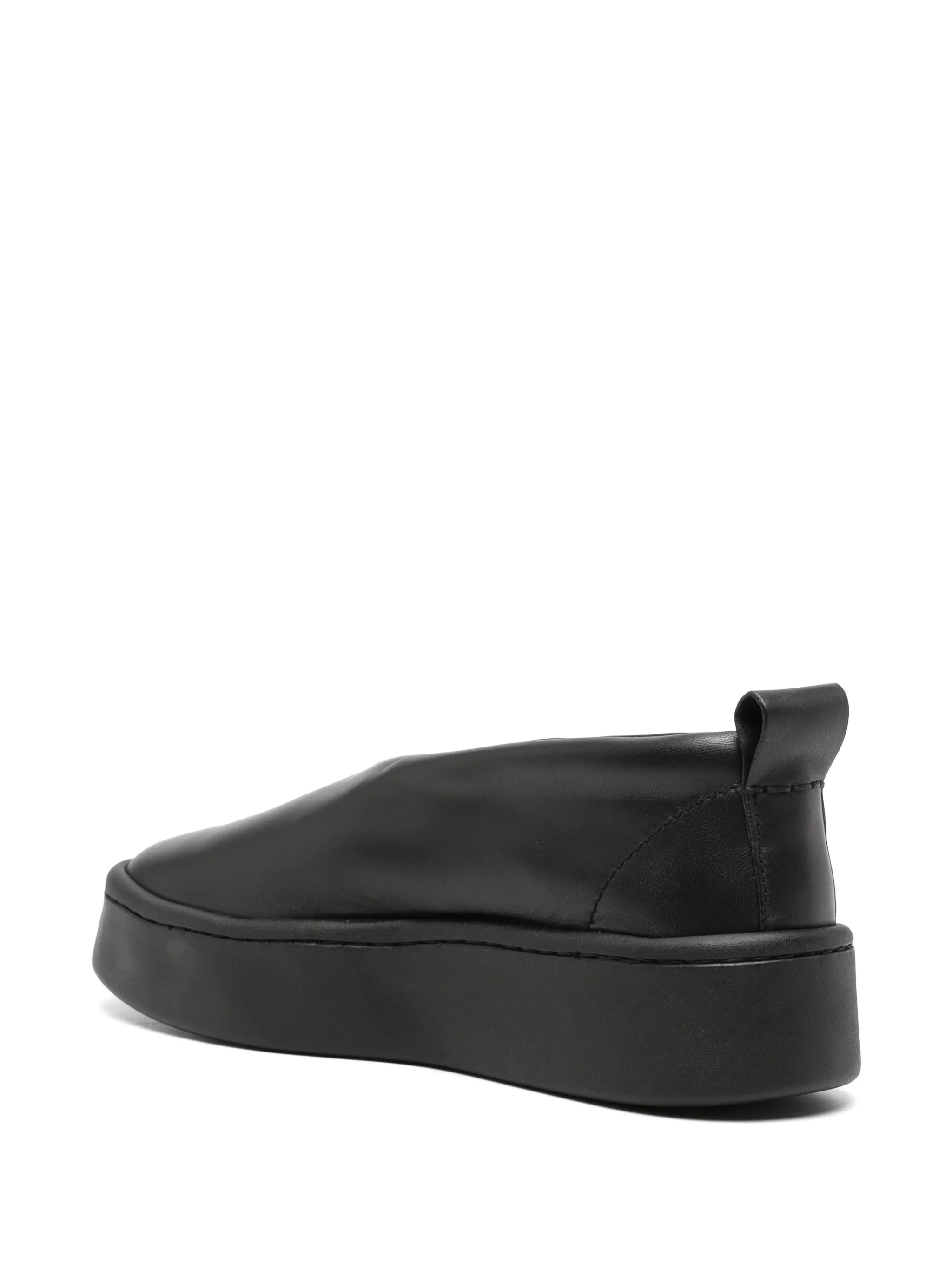 round-toe leather loafers