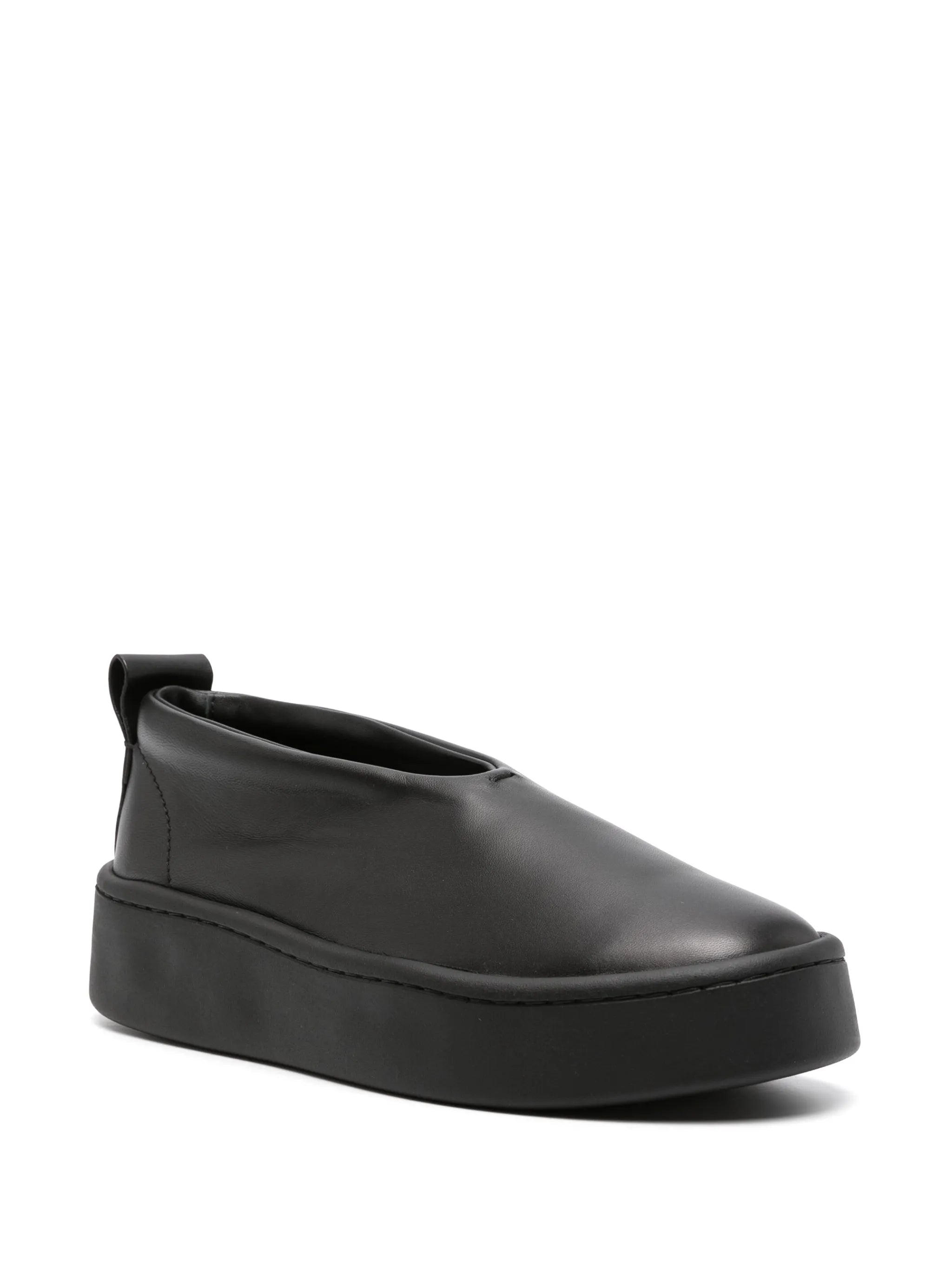 round-toe leather loafers