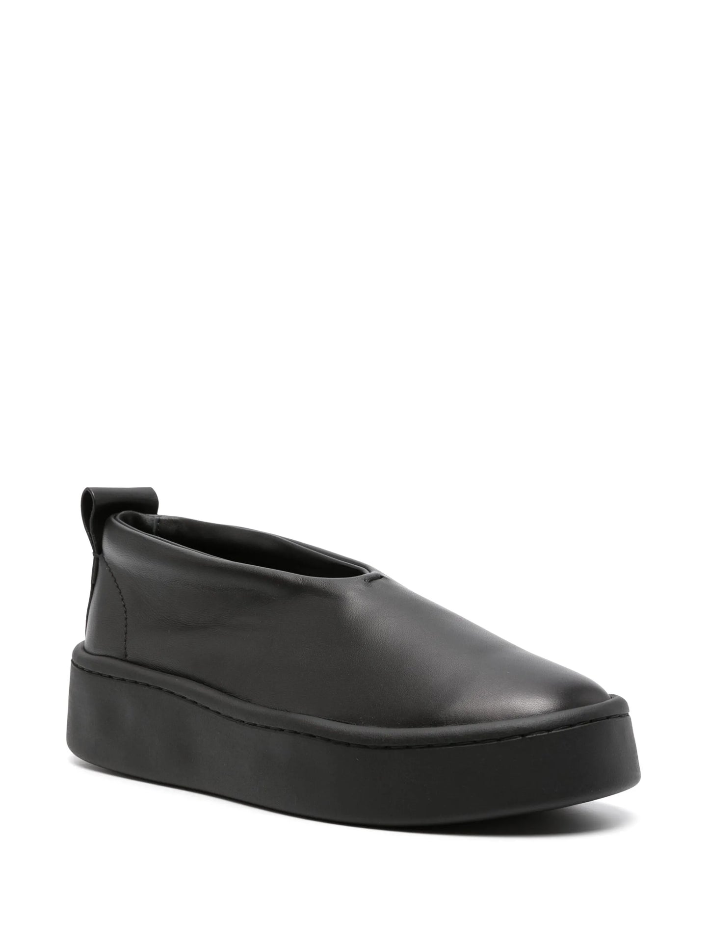 round-toe leather loafers