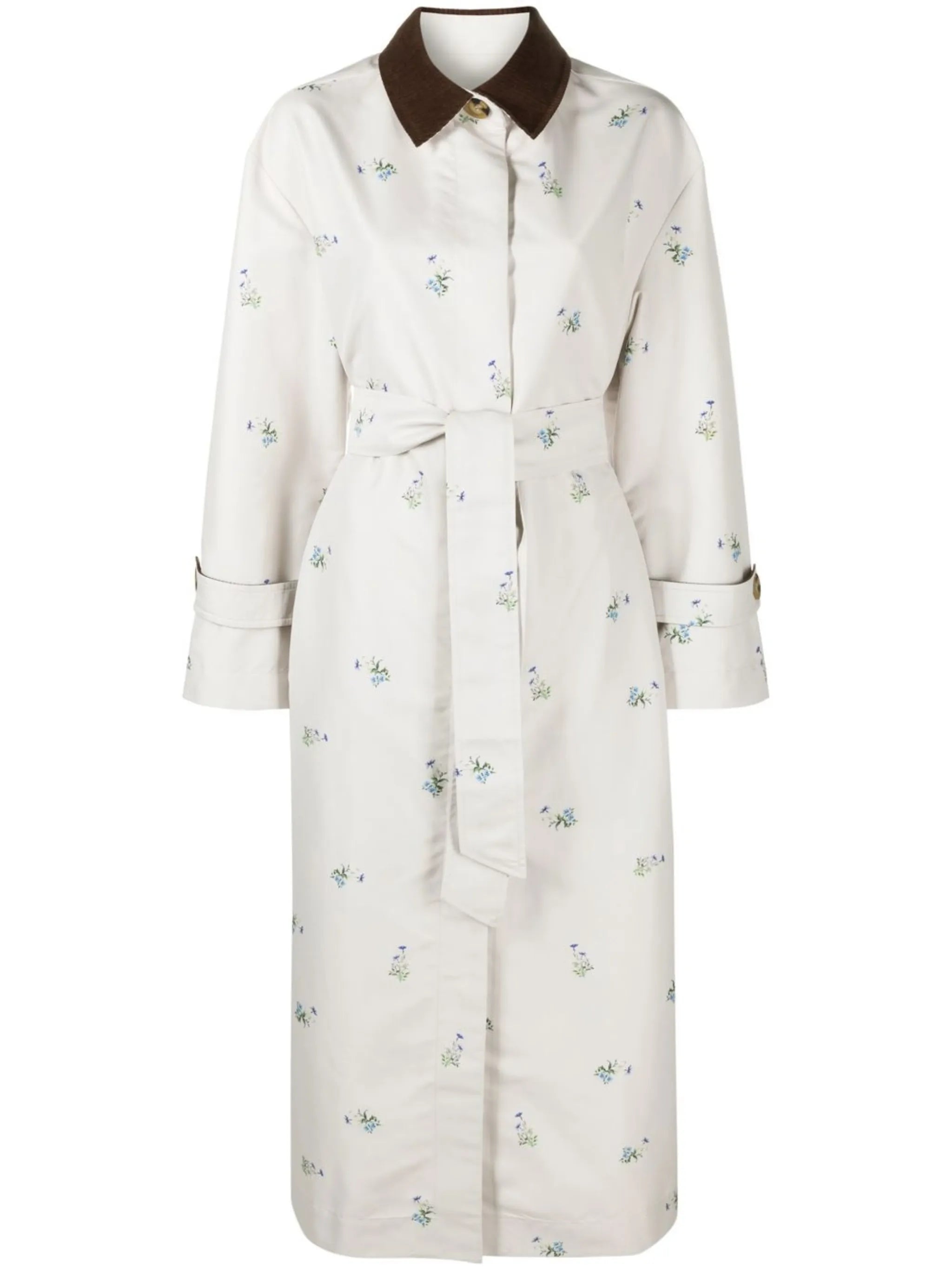 Yason floral-print trench coat