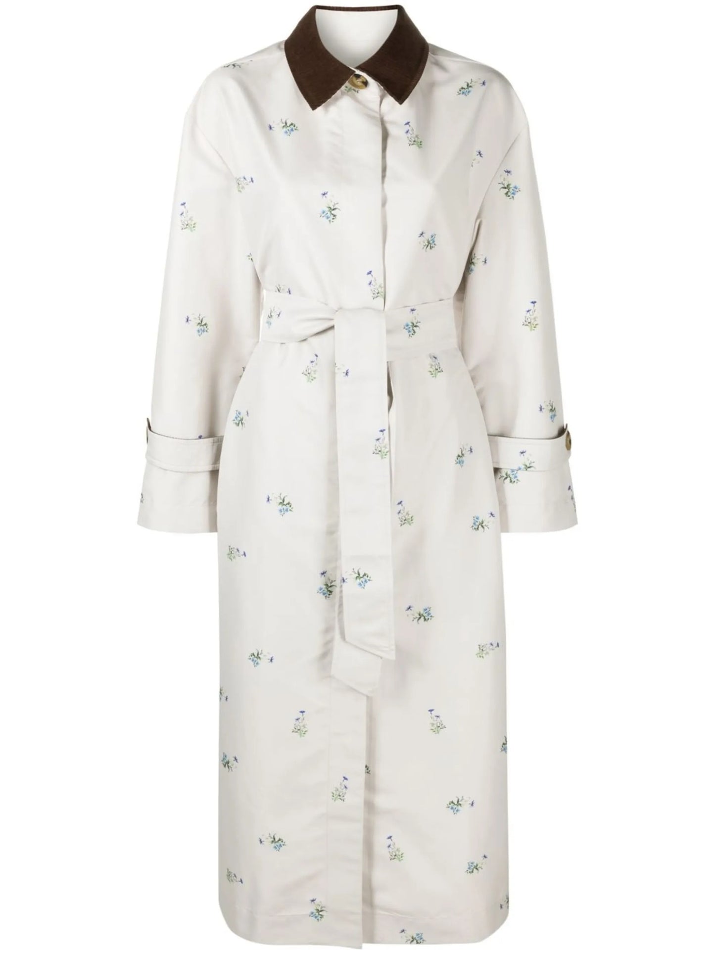 Yason floral-print trench coat